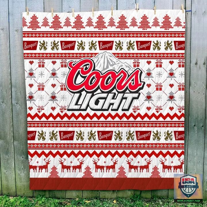 Coors Light Beer Ugly Quilt Blanket