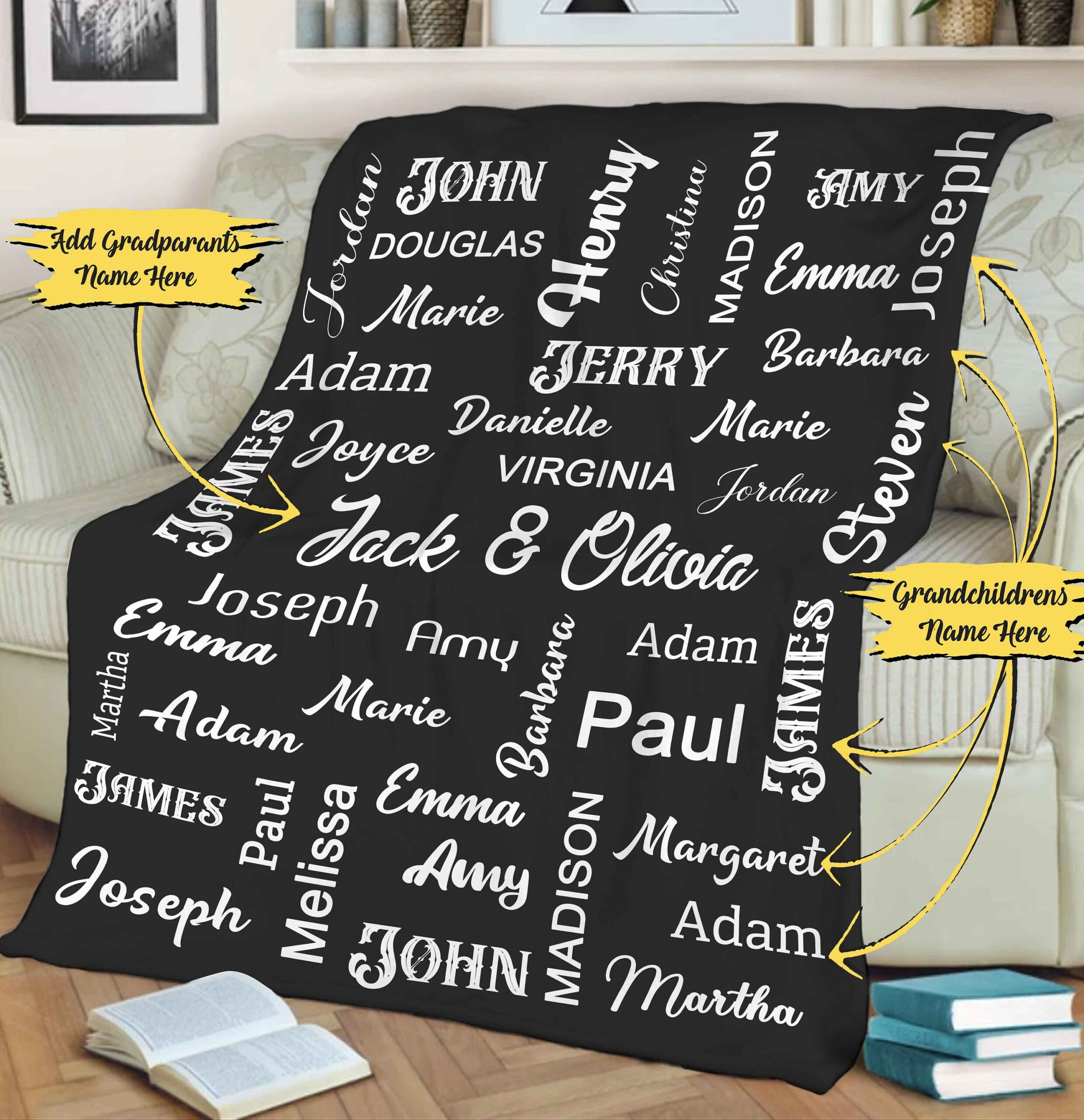 Customized Family Names Thanksgiving Day Blanket