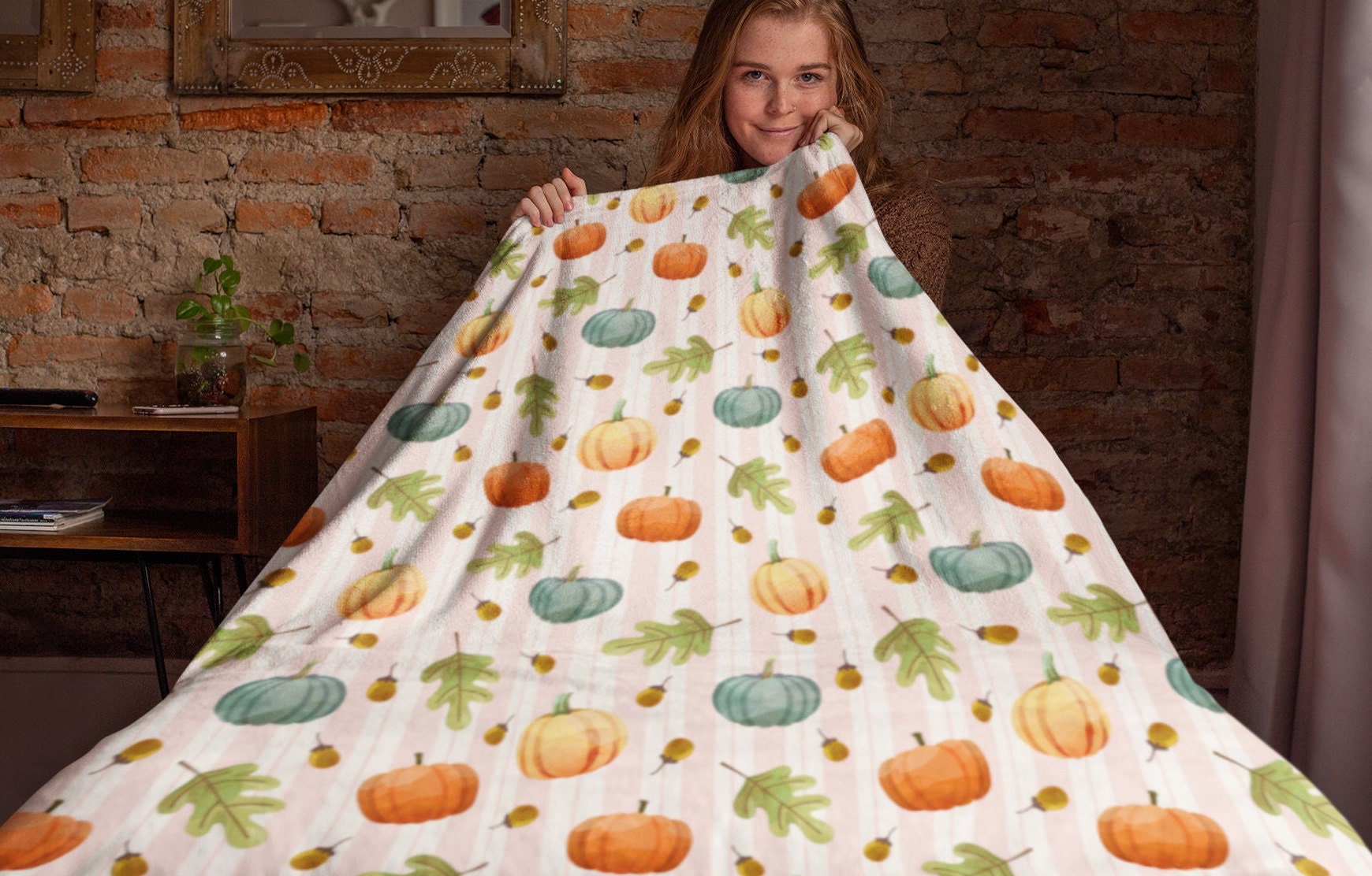 Cute Fall Pumpkin Thanksgiving Blanket