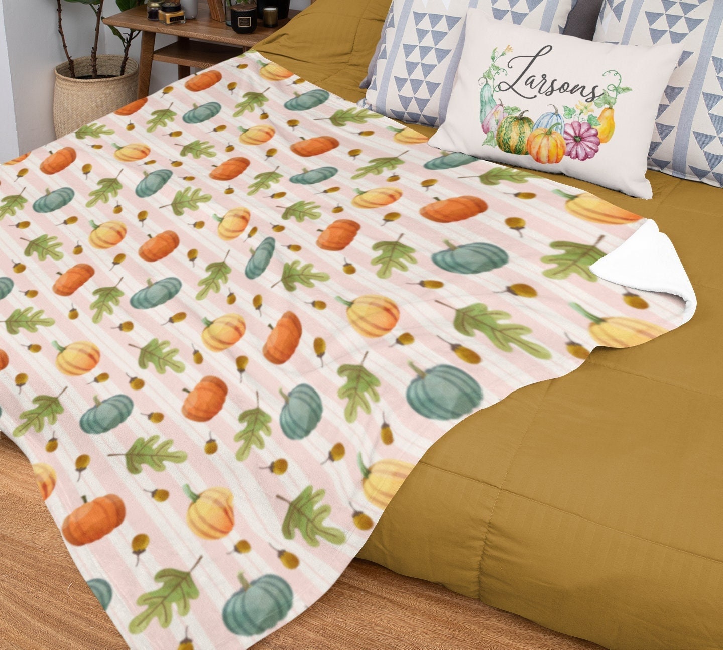 Cute Fall Pumpkin Thanksgiving Blanket