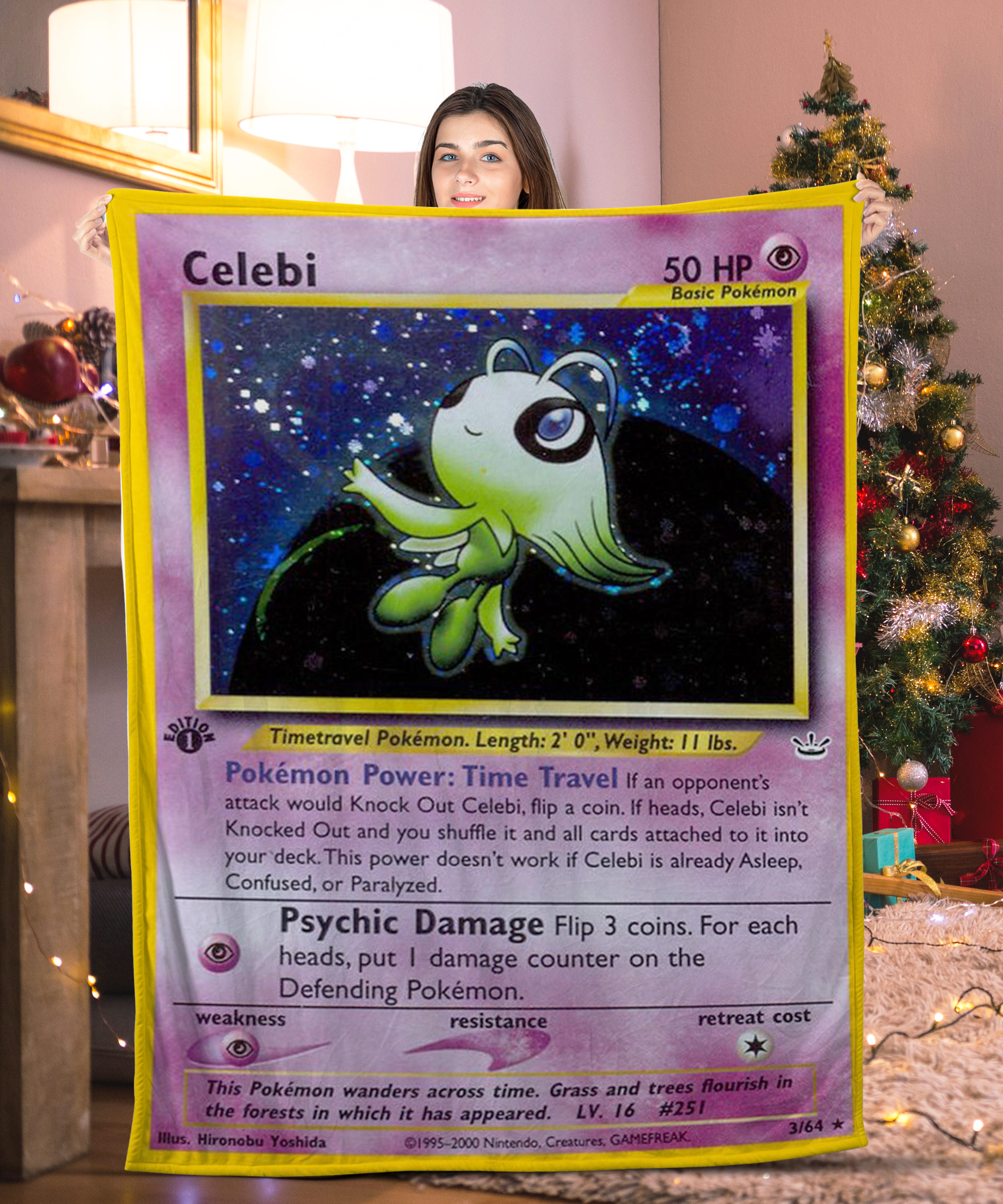 Cute Pokemon Celebi Pokemon Card Blanket