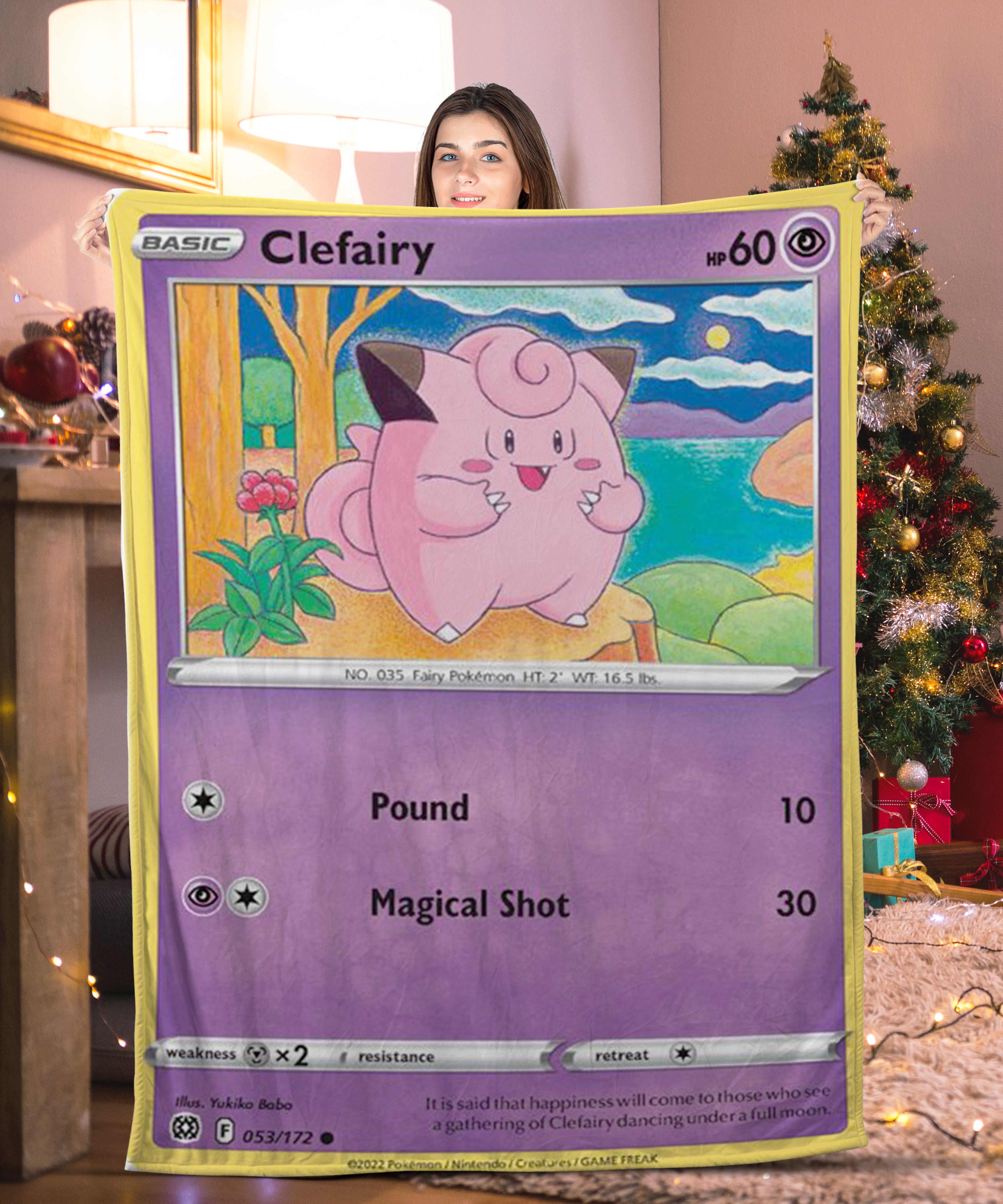 Cute Pokemon Clefairy Pokemon Card Blanket