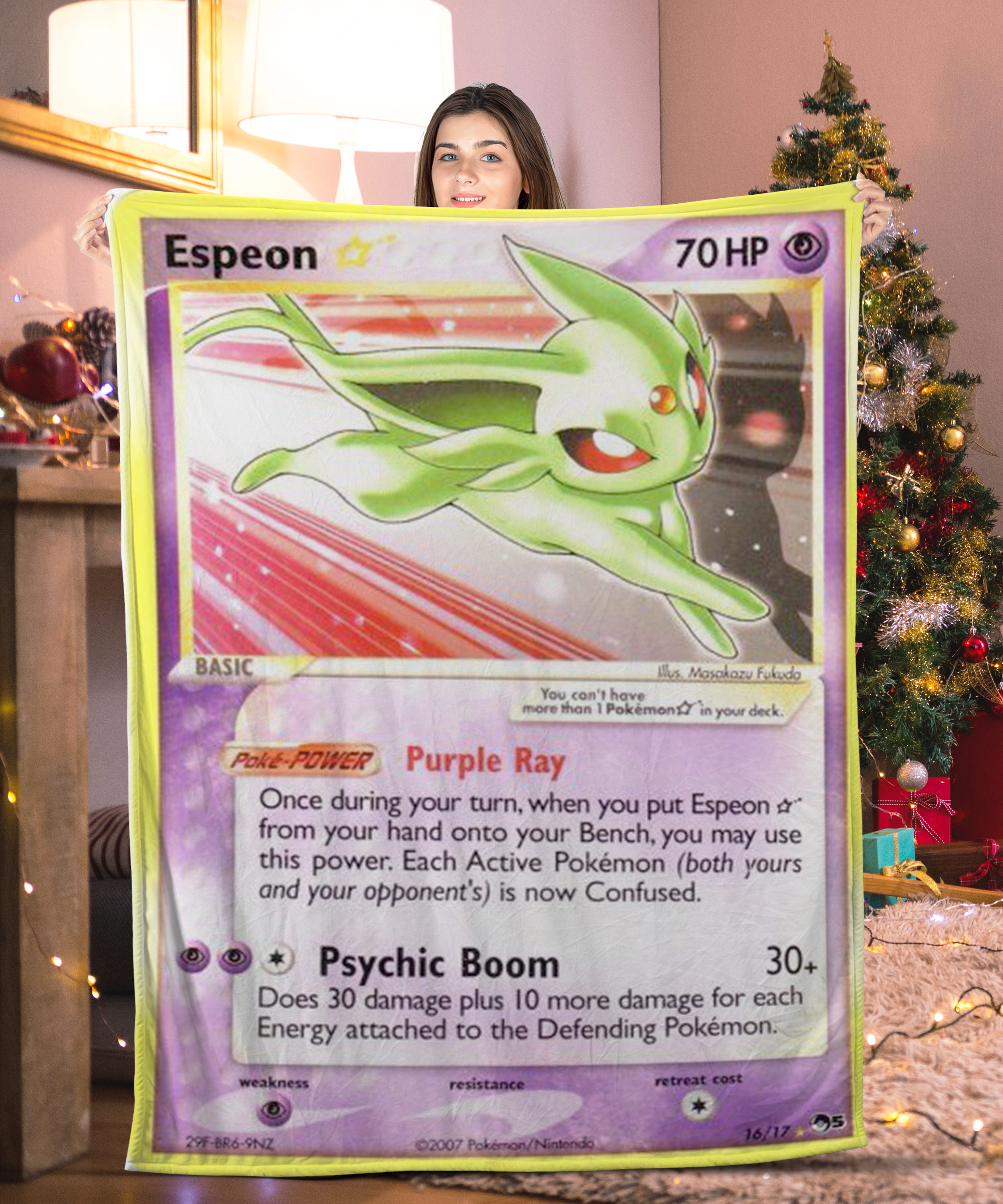 Cute Pokemon Espeon Pokemon Card Blanket