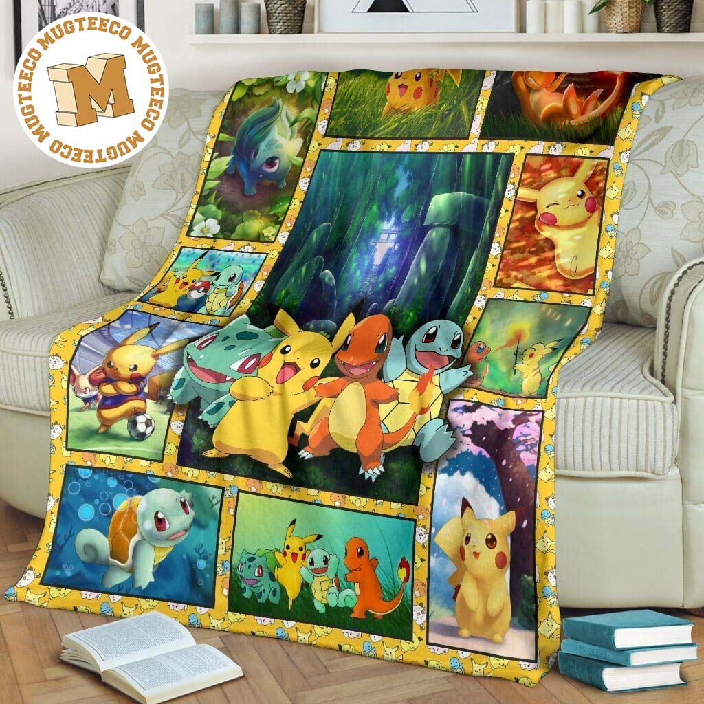 Cute Pokemon Fleece Blanket Funny Gift For Pokemon Fan