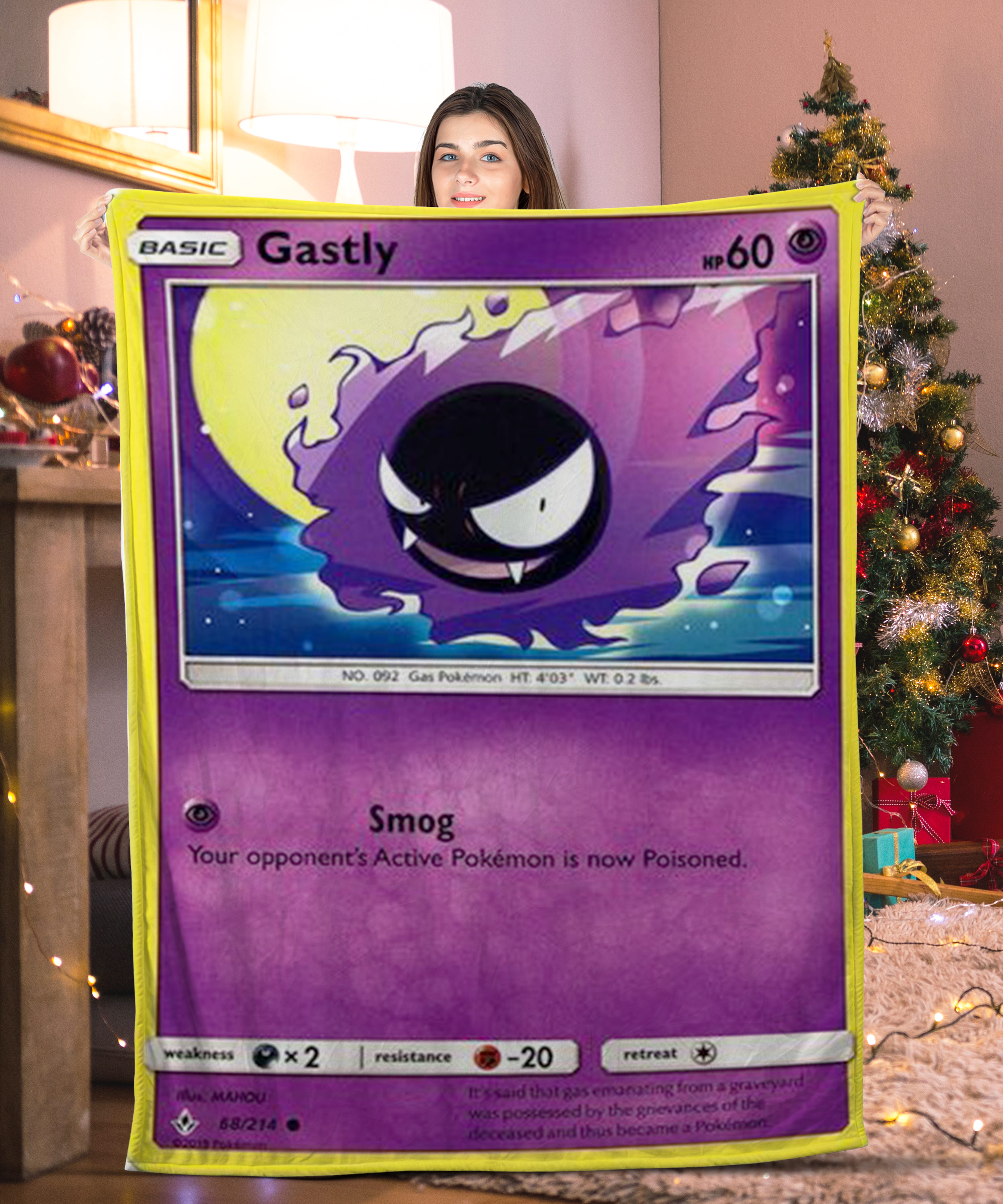 Cute Pokemon Gastly Pokemon Card Blanket