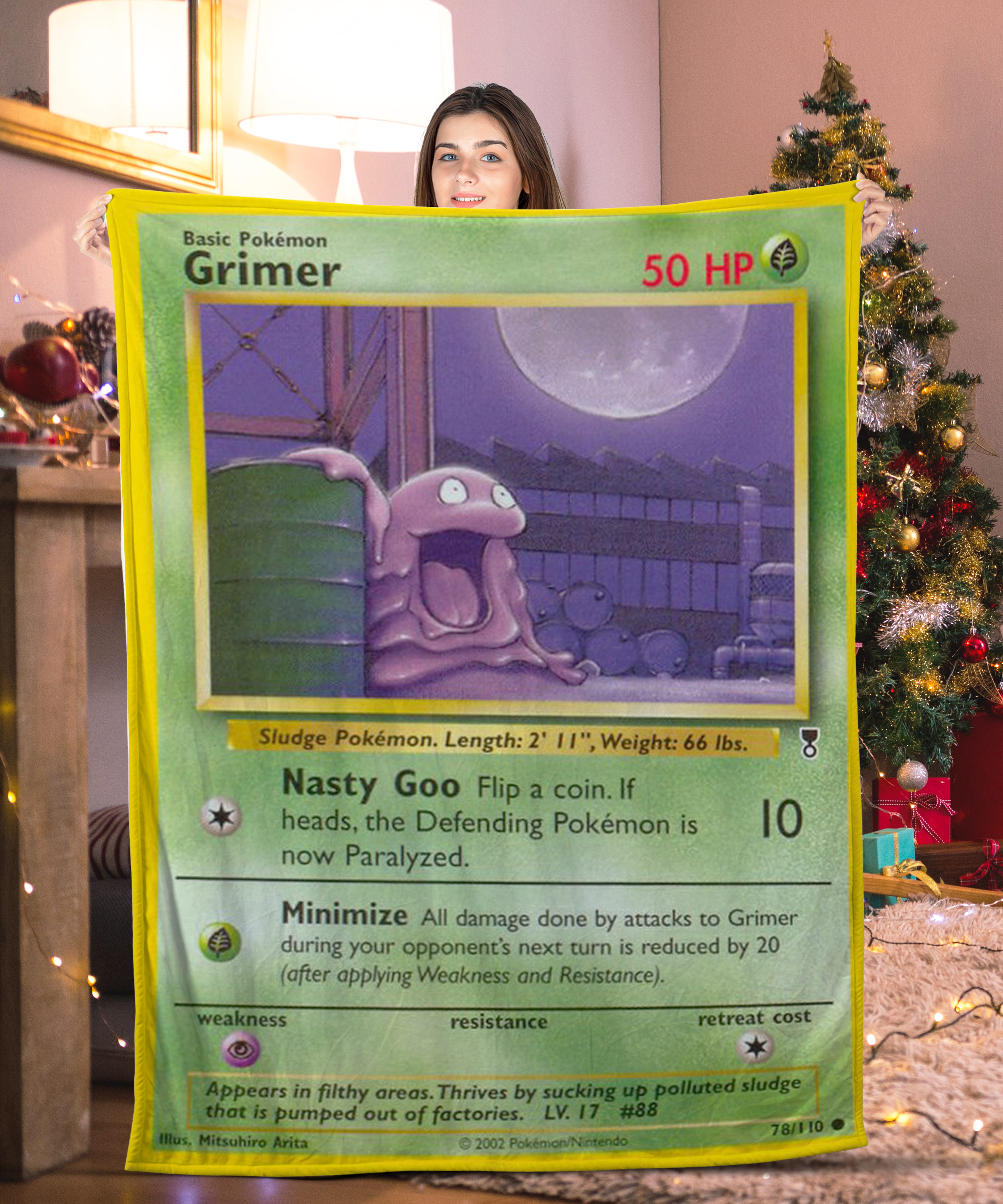 Cute Pokemon Grimer Pokemon Card Blanket