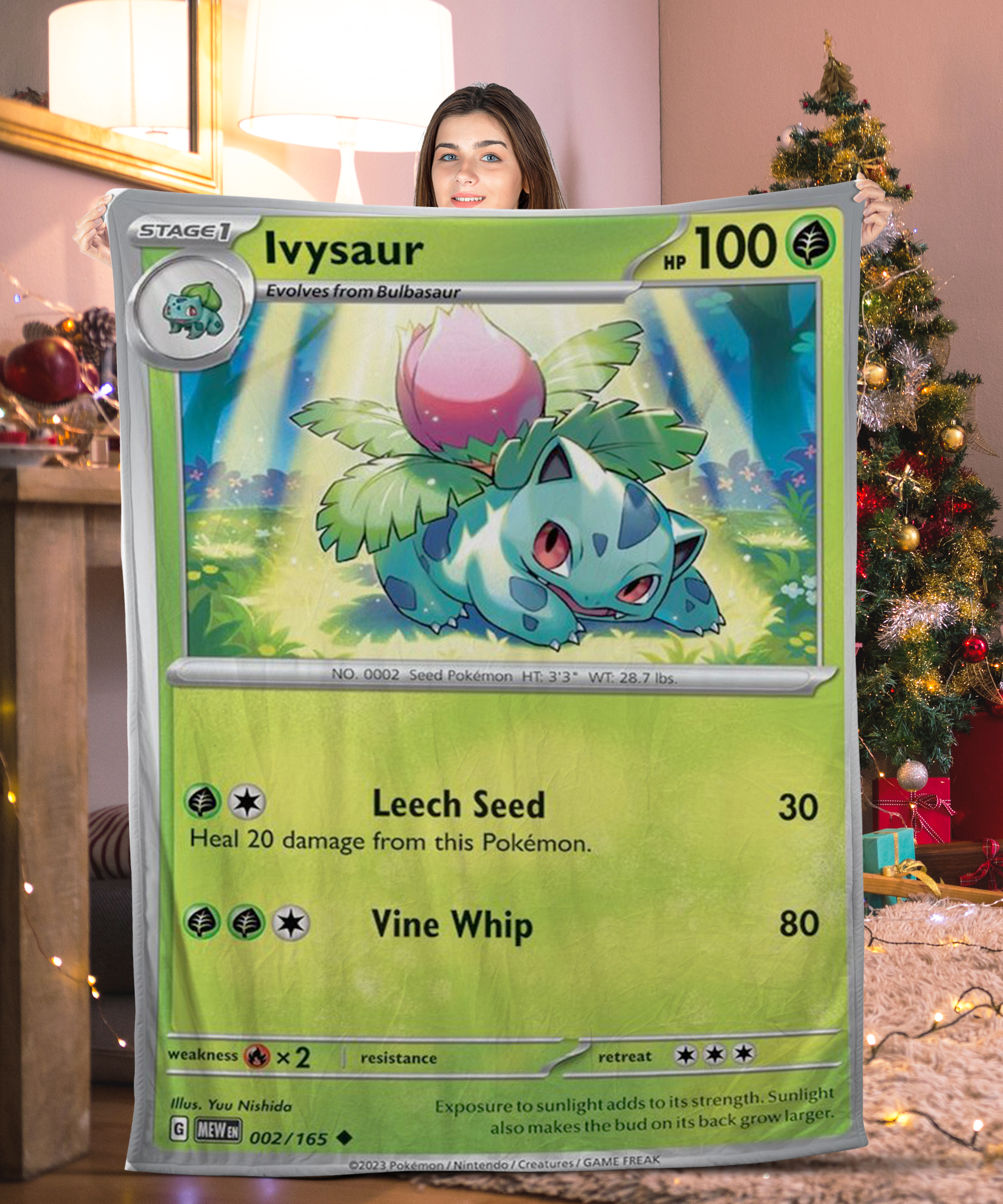 Cute Pokemon Ivysaur Pokemon Card Blanket