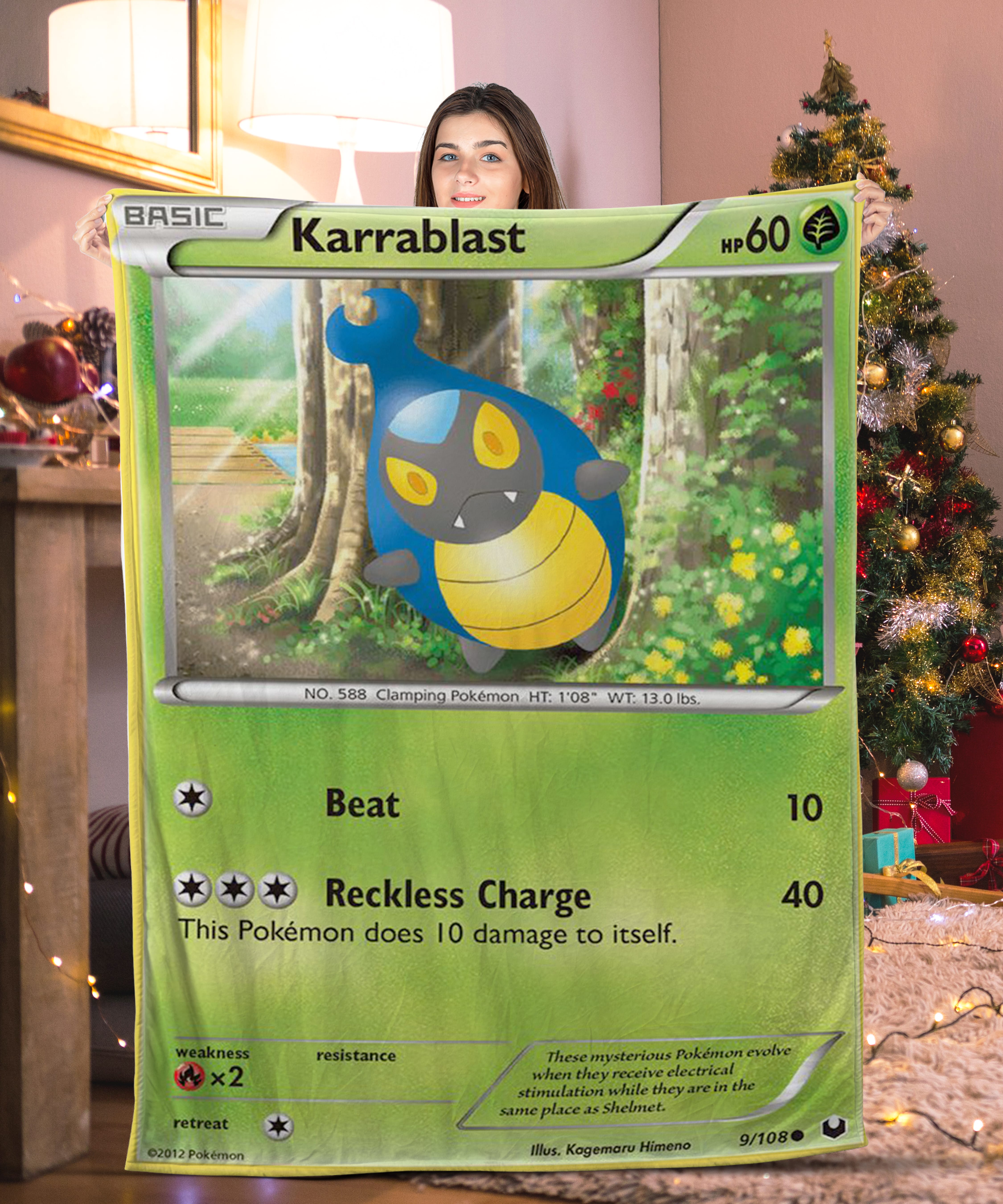 Cute Pokemon Karrablast Pokemon Card Blanket