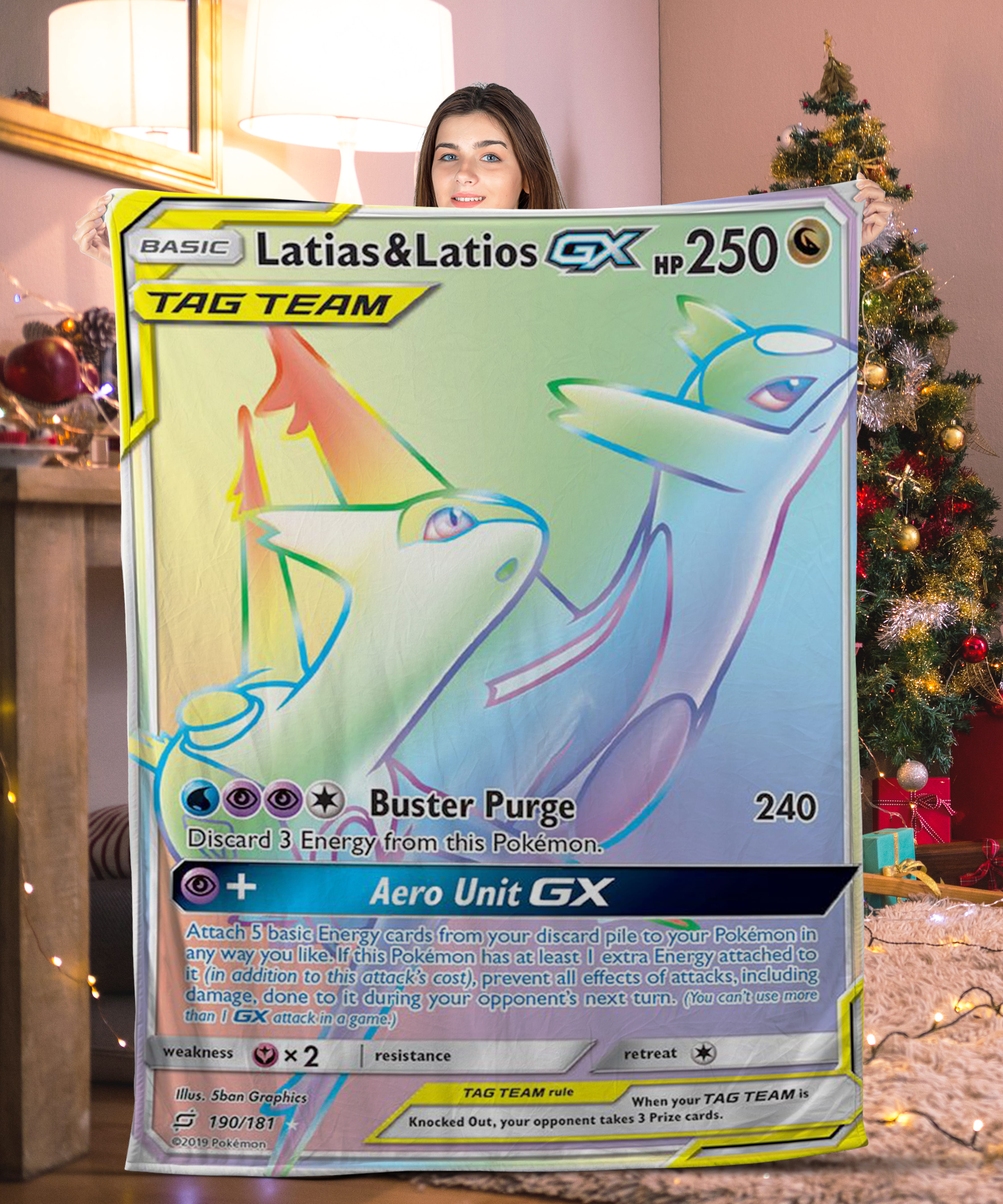 Cute Pokemon Latias & Latios GX Pokemon Card Blanket