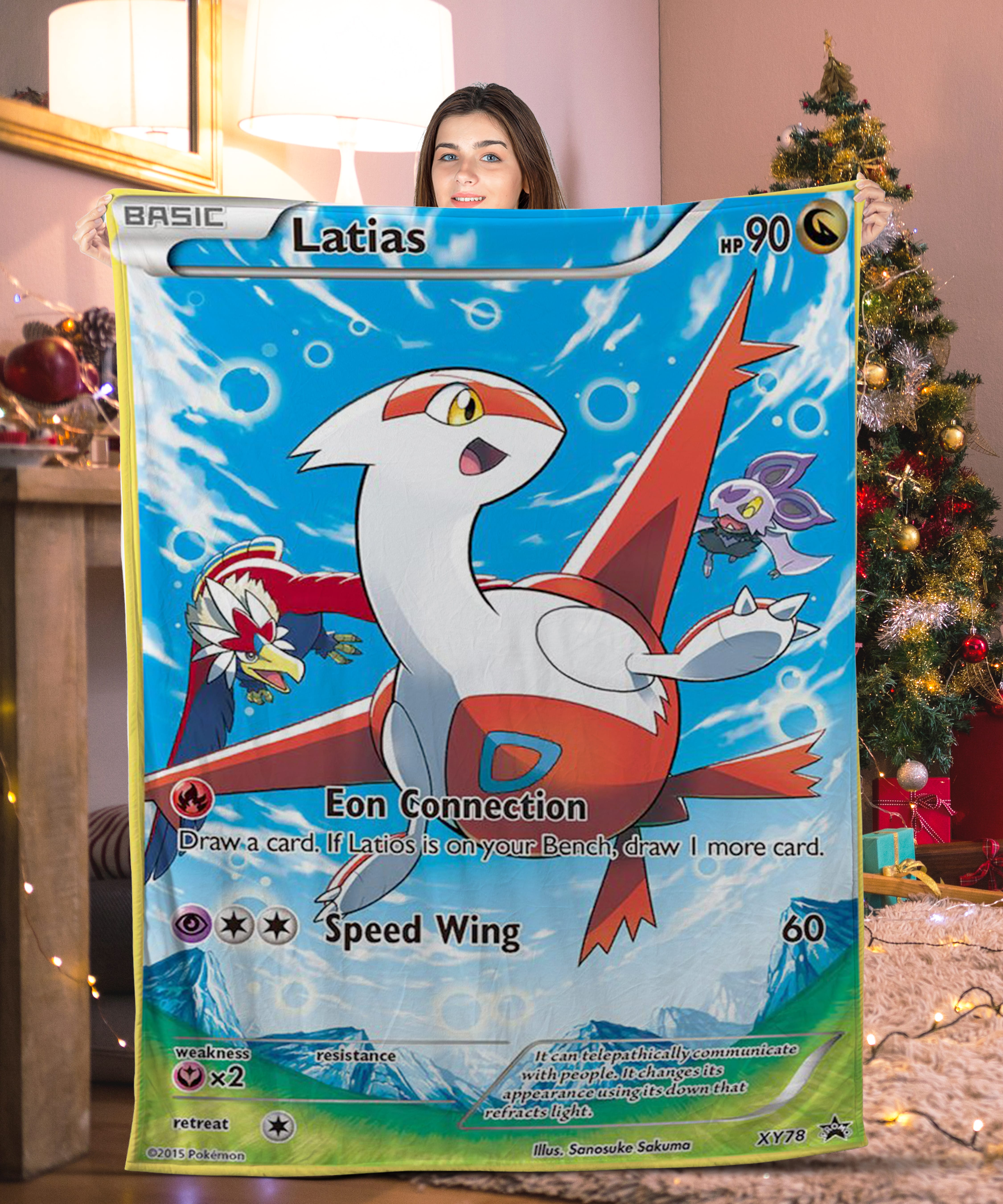 Cute Pokemon Latias Pokemon Card Blanket