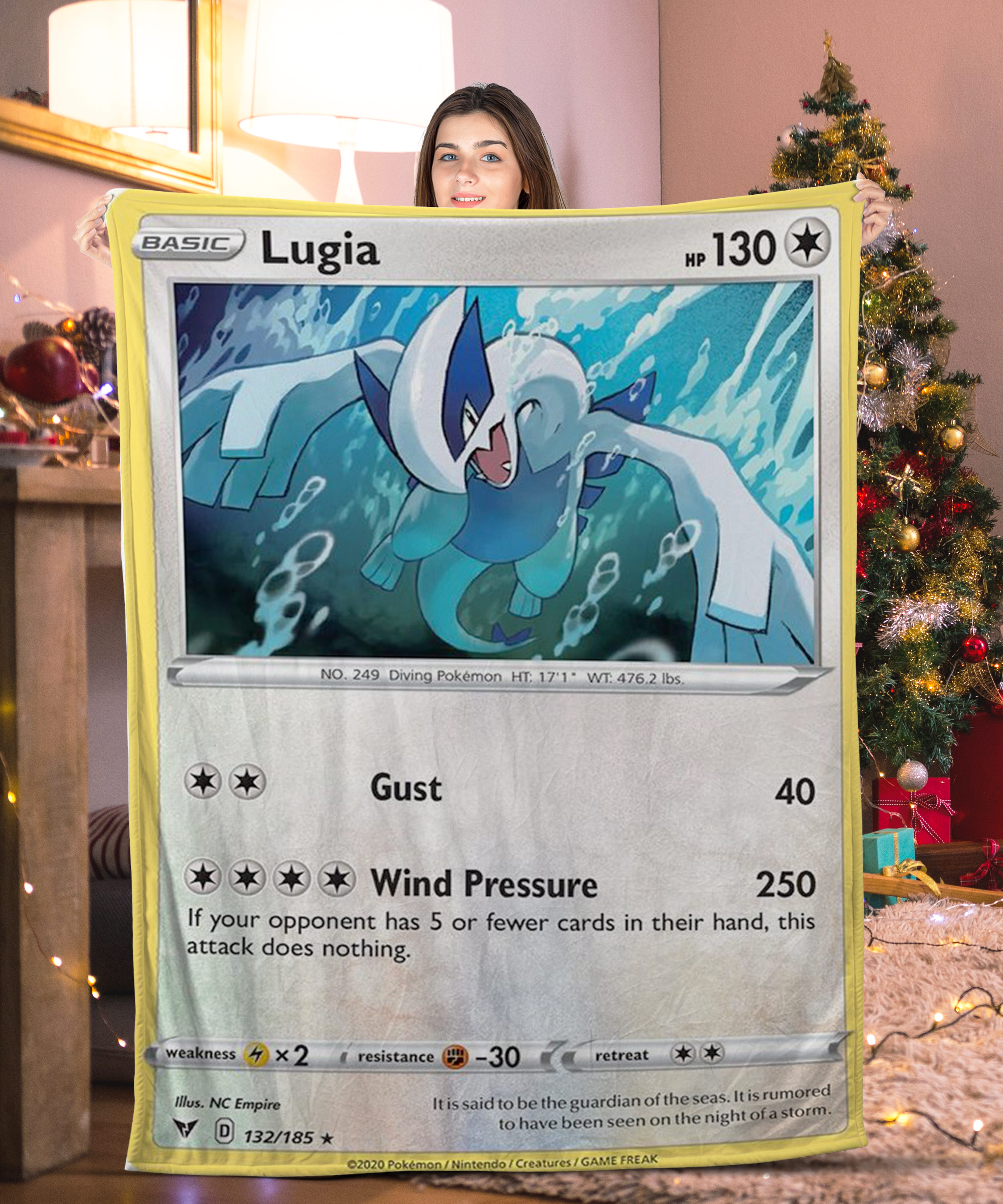 Cute Pokemon Lugia Pokemon Card Blanket