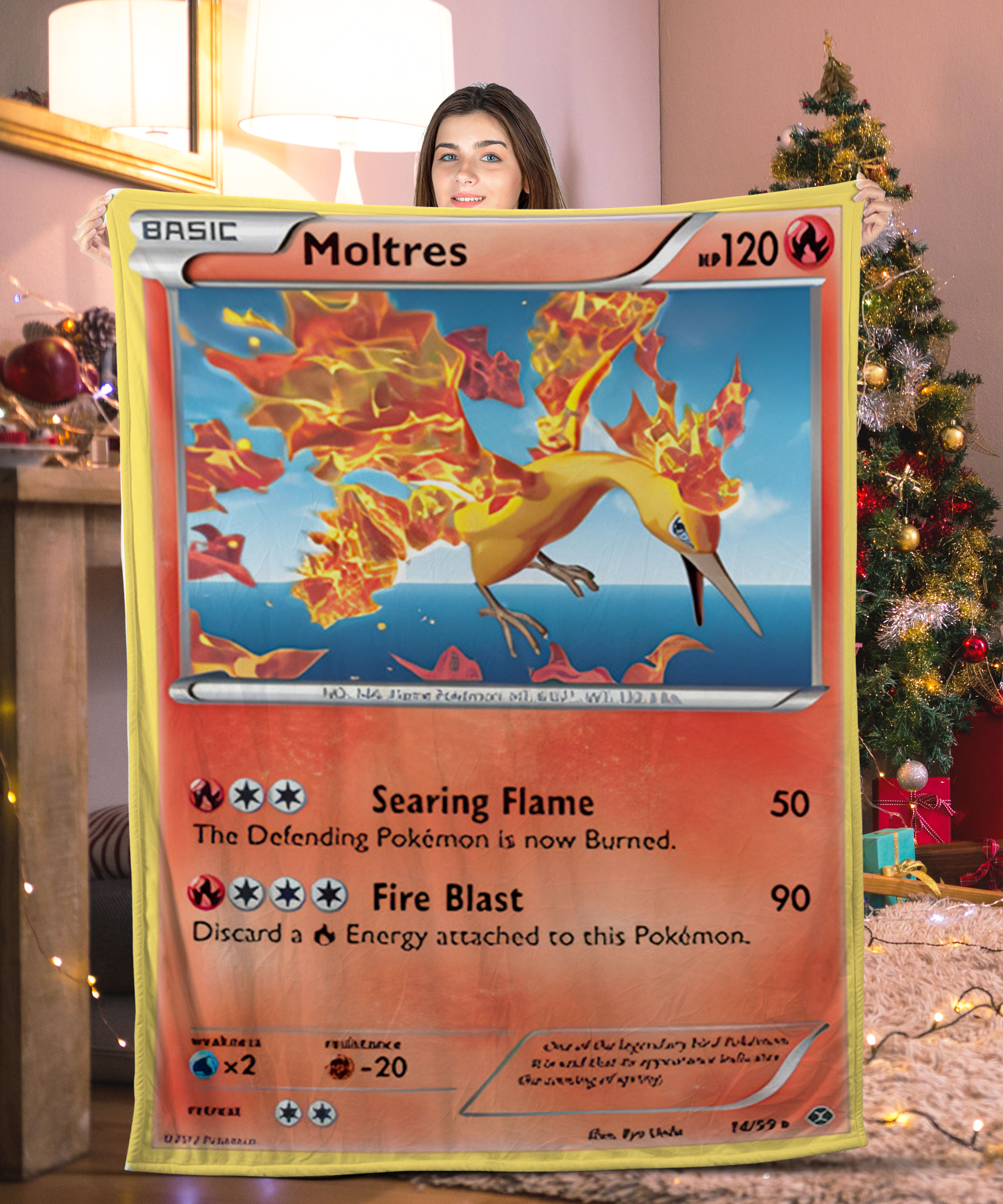 Cute Pokemon Moltres Pokemon Card Blanket