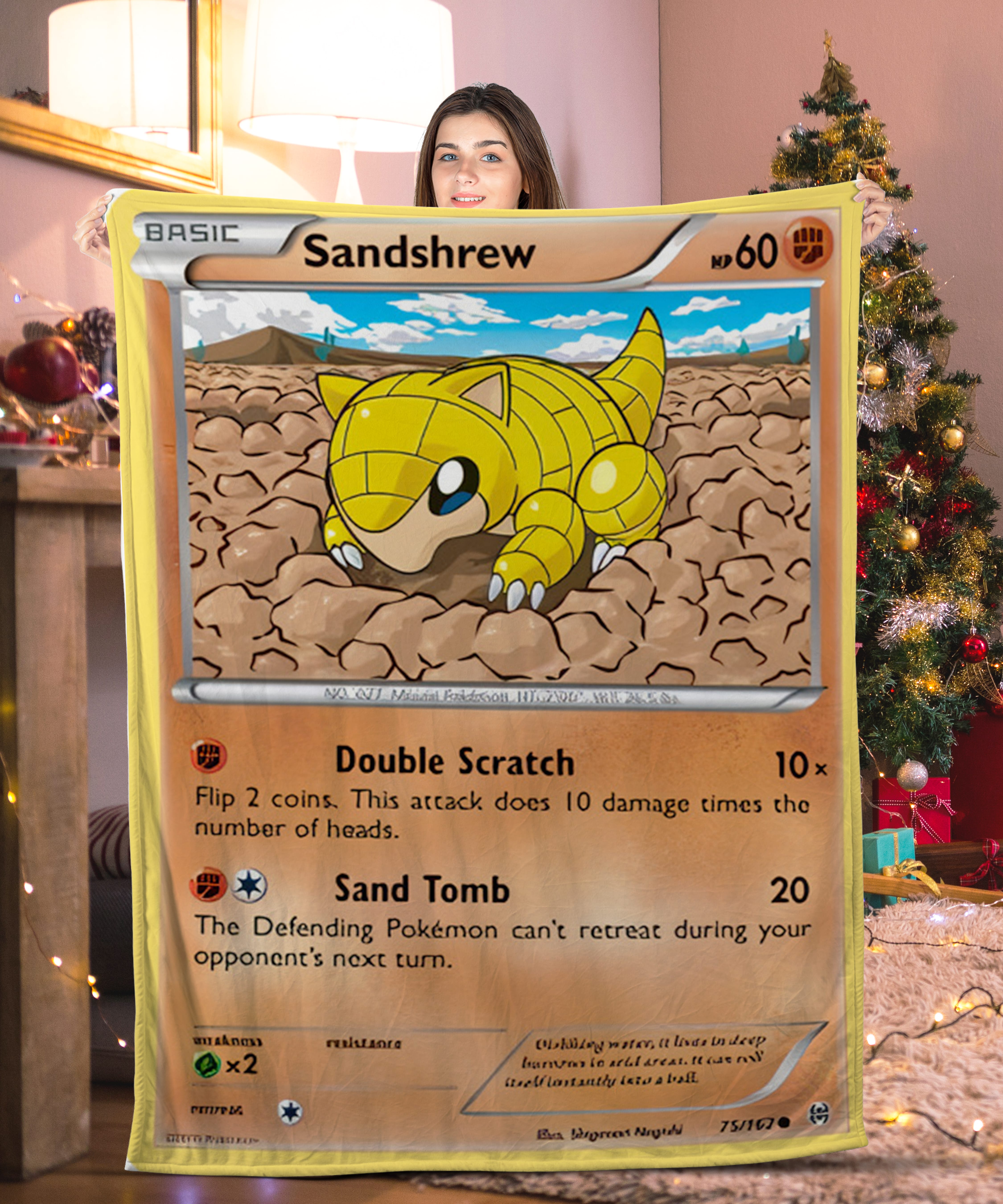 Cute Pokemon Sandshrew Pokemon Card Blanket