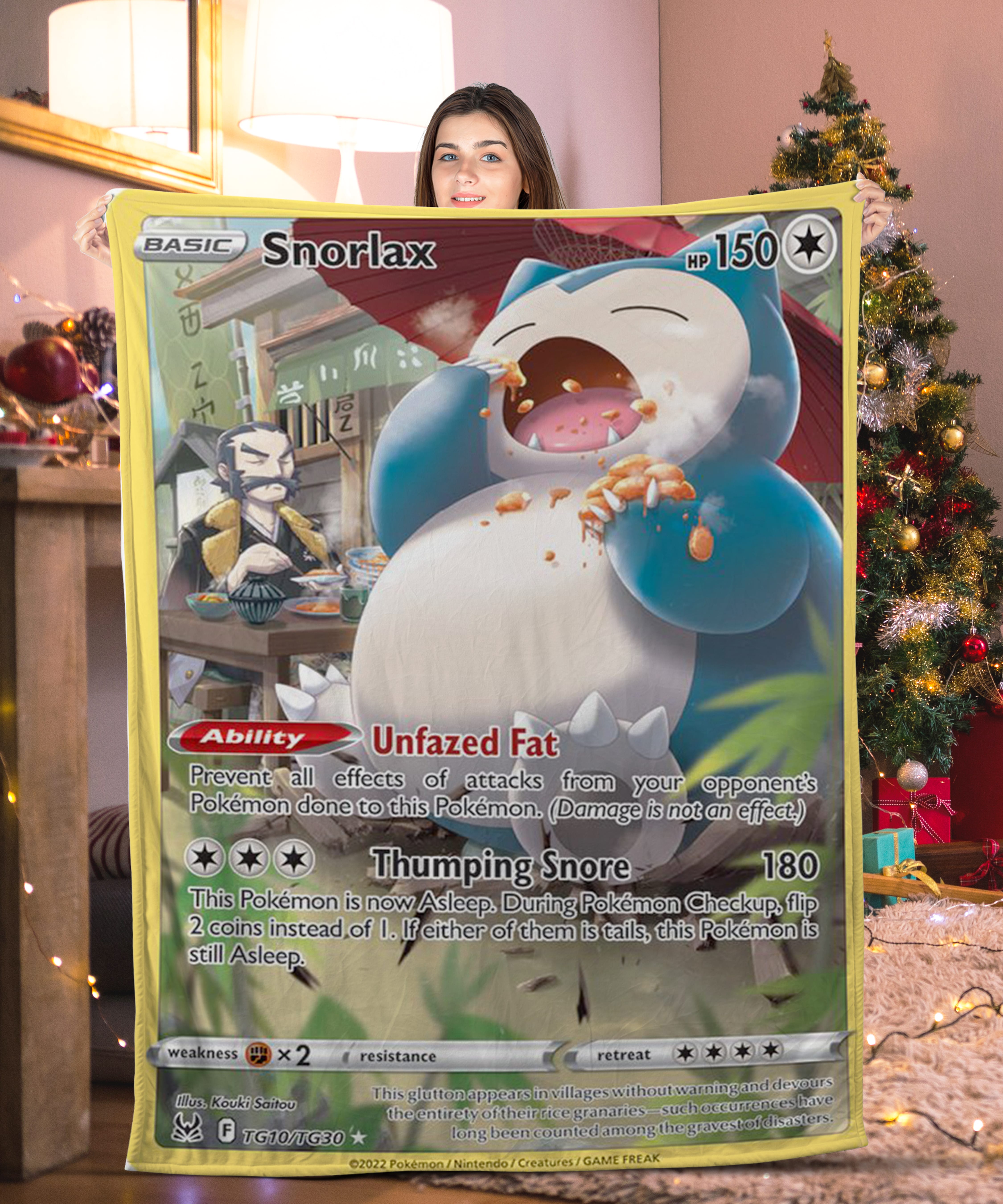 Cute Pokemon Snorlax Pokemon Card Blanket