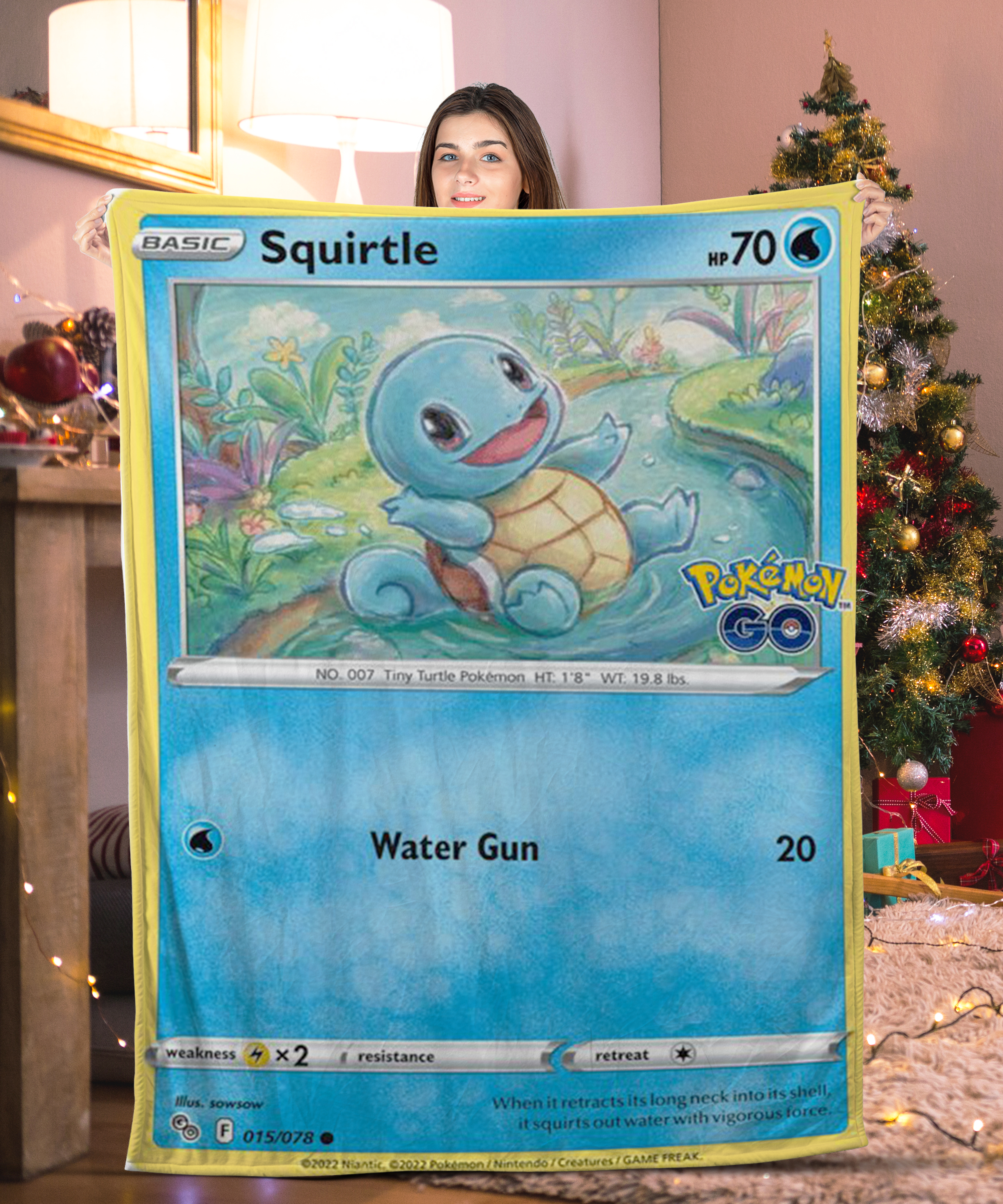 Cute Pokemon Squirtle Pokemon Card Blanket