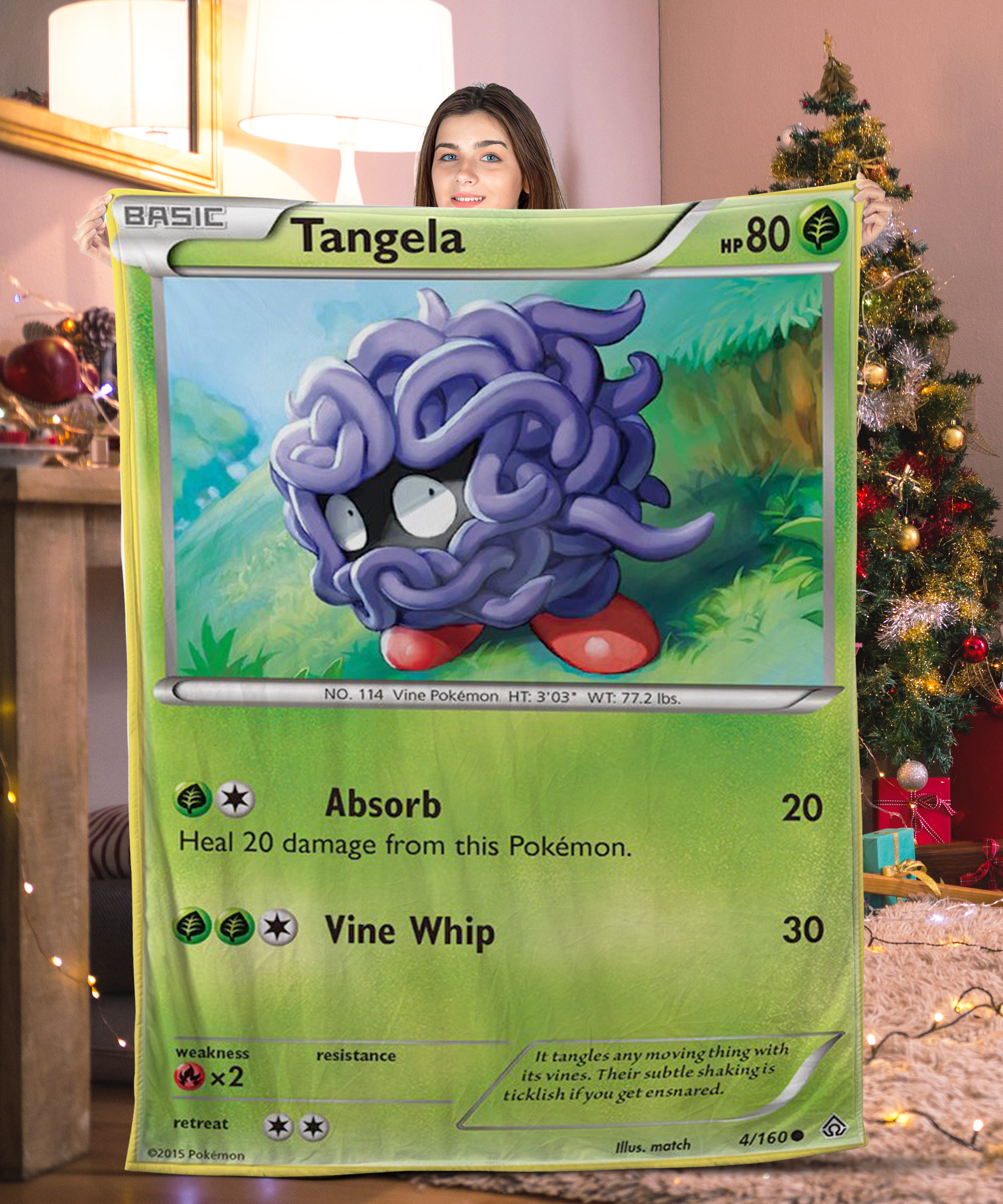 Cute Pokemon Tangela Pokemon Card Blanket