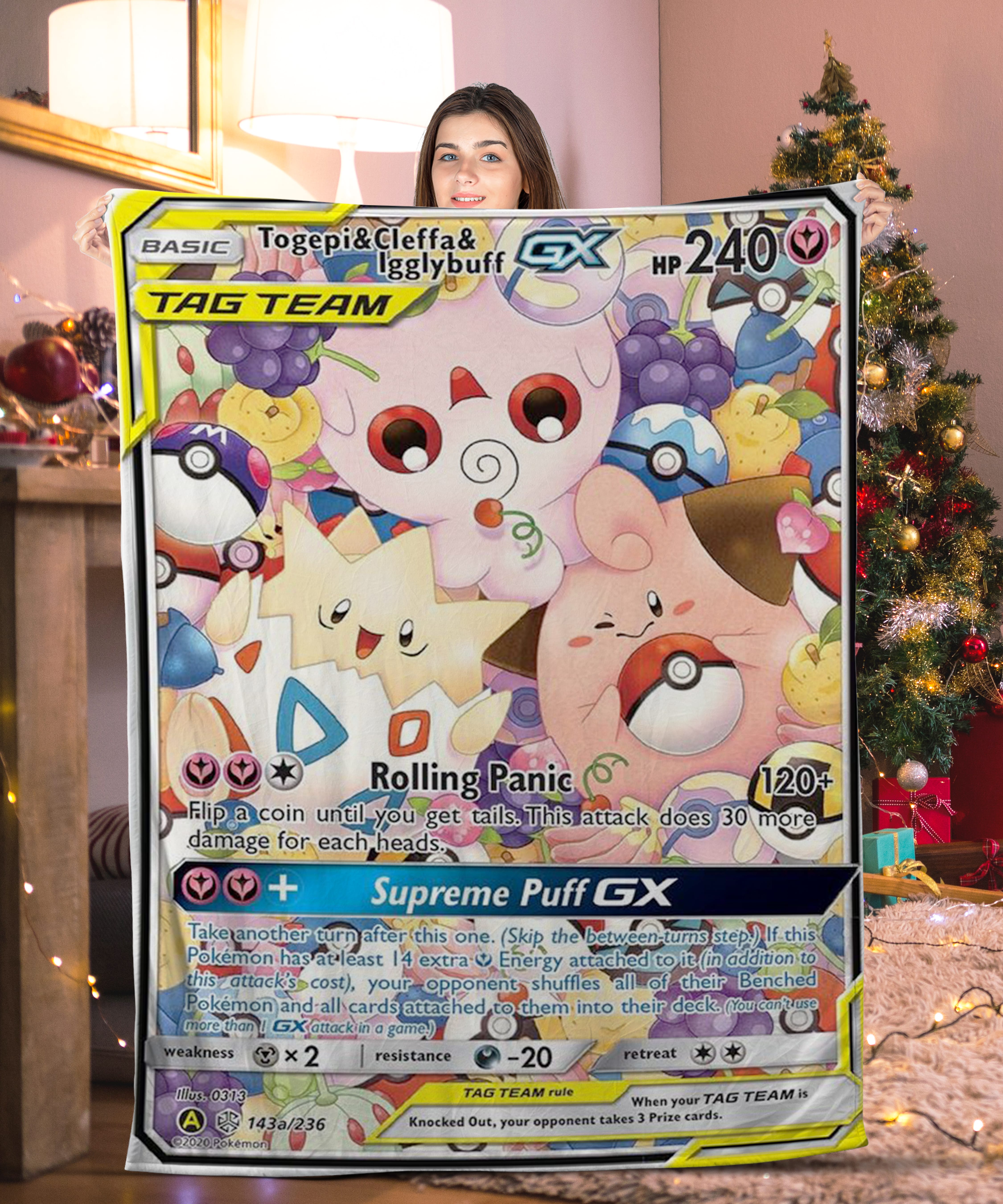 Cute Pokemon Togegi & Cleffa & Igglybuff Pokemon Card Blanket