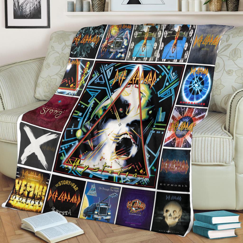 Def Leppard Rock Band Album Covers Fleece Blanket