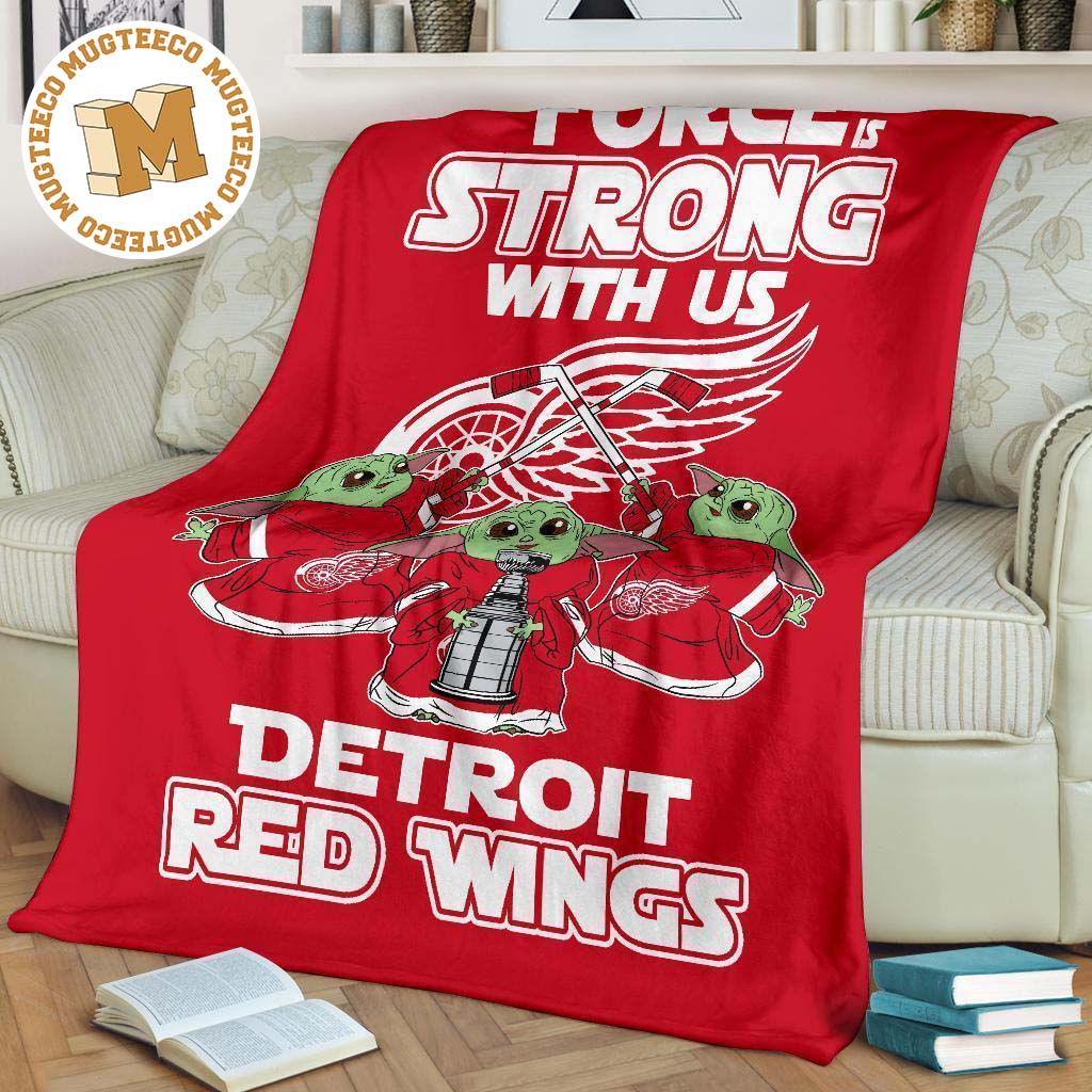 Detroit Red Wings Baby Yoda Fleece Blanket The Force Strong