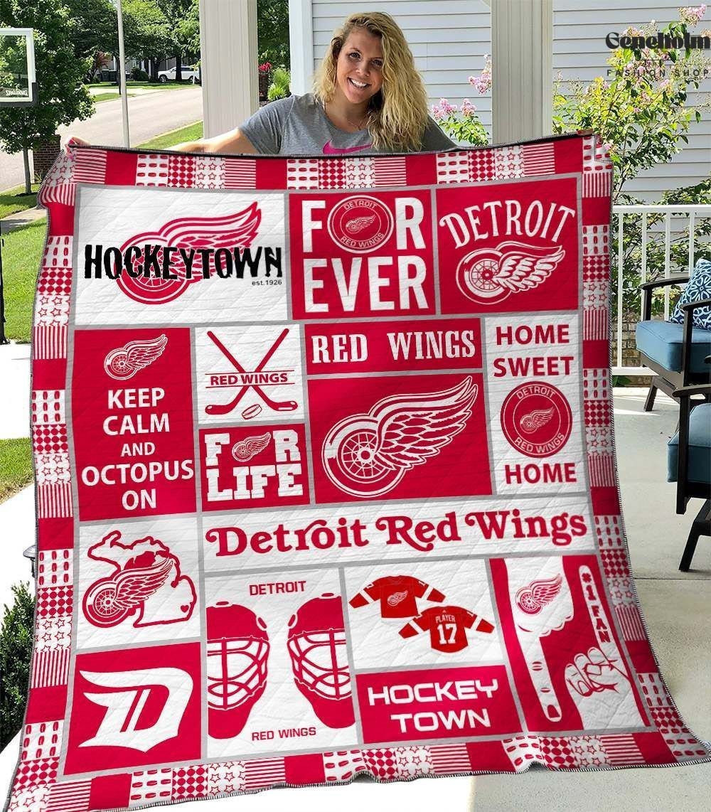 Detroit Red Wings NHL Ice Hockey Sports Lover Quilt Blanket