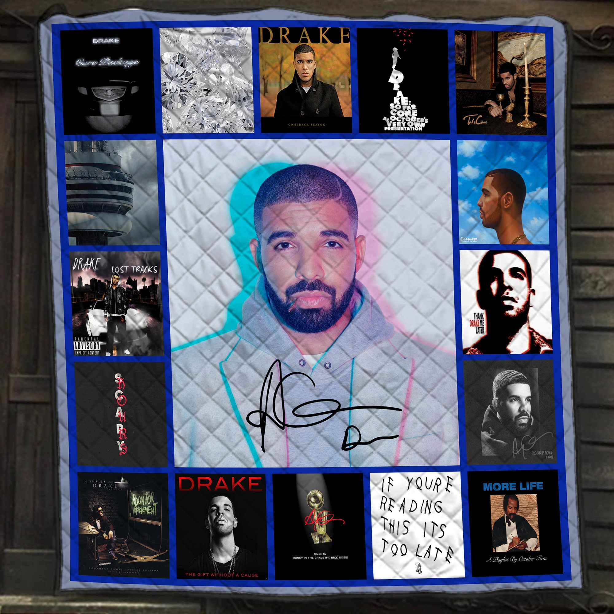 Drake Rapper Albums Hip Hop R&B Pop Music Lovers Quilt Blanket