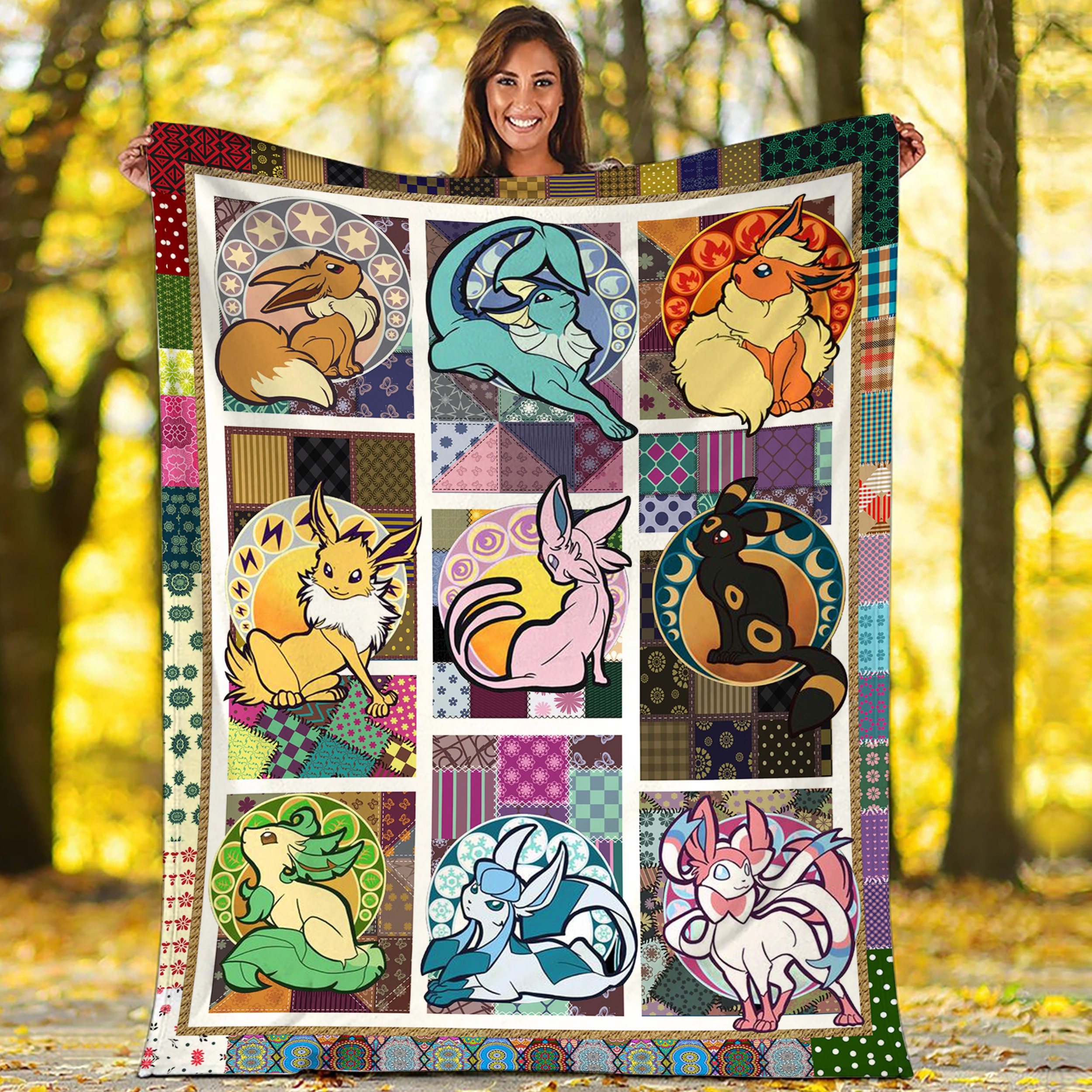 Eevee Evolution Anime Manga Quilt Blanket