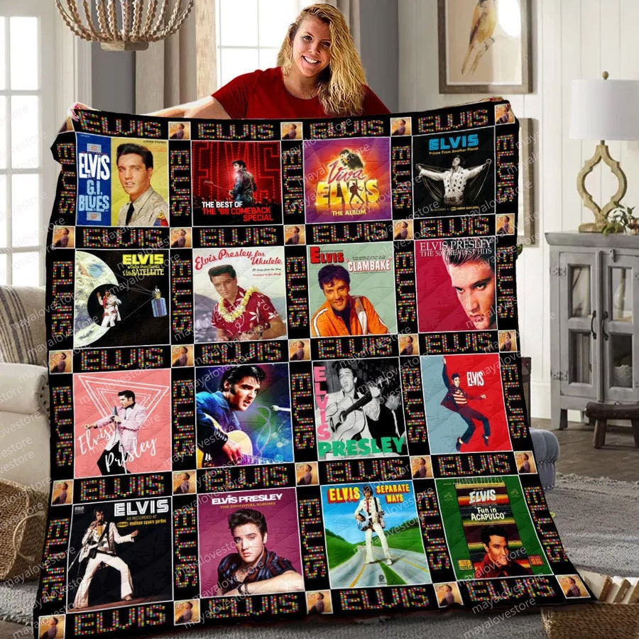 Elvis Presley Album Covers Blanket 2024 Movie Quilt