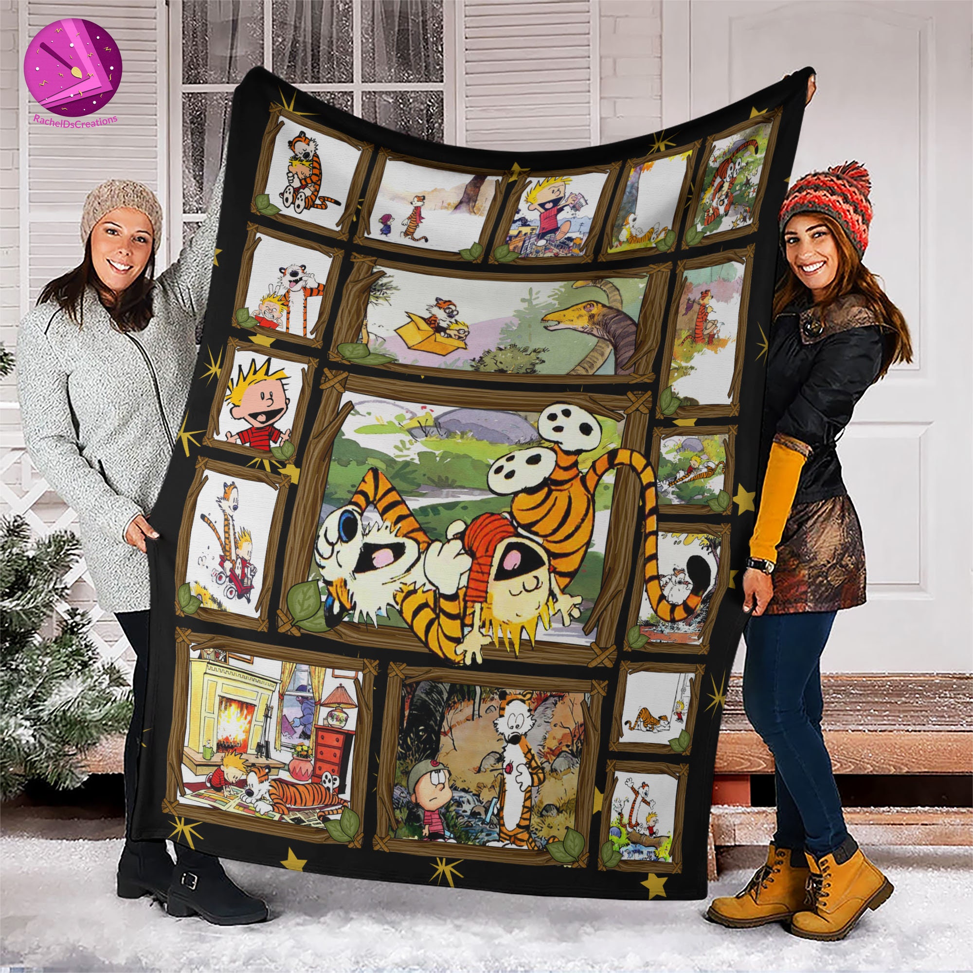 Funny Calvin And Hobbes Cartoon Fleece Blanket