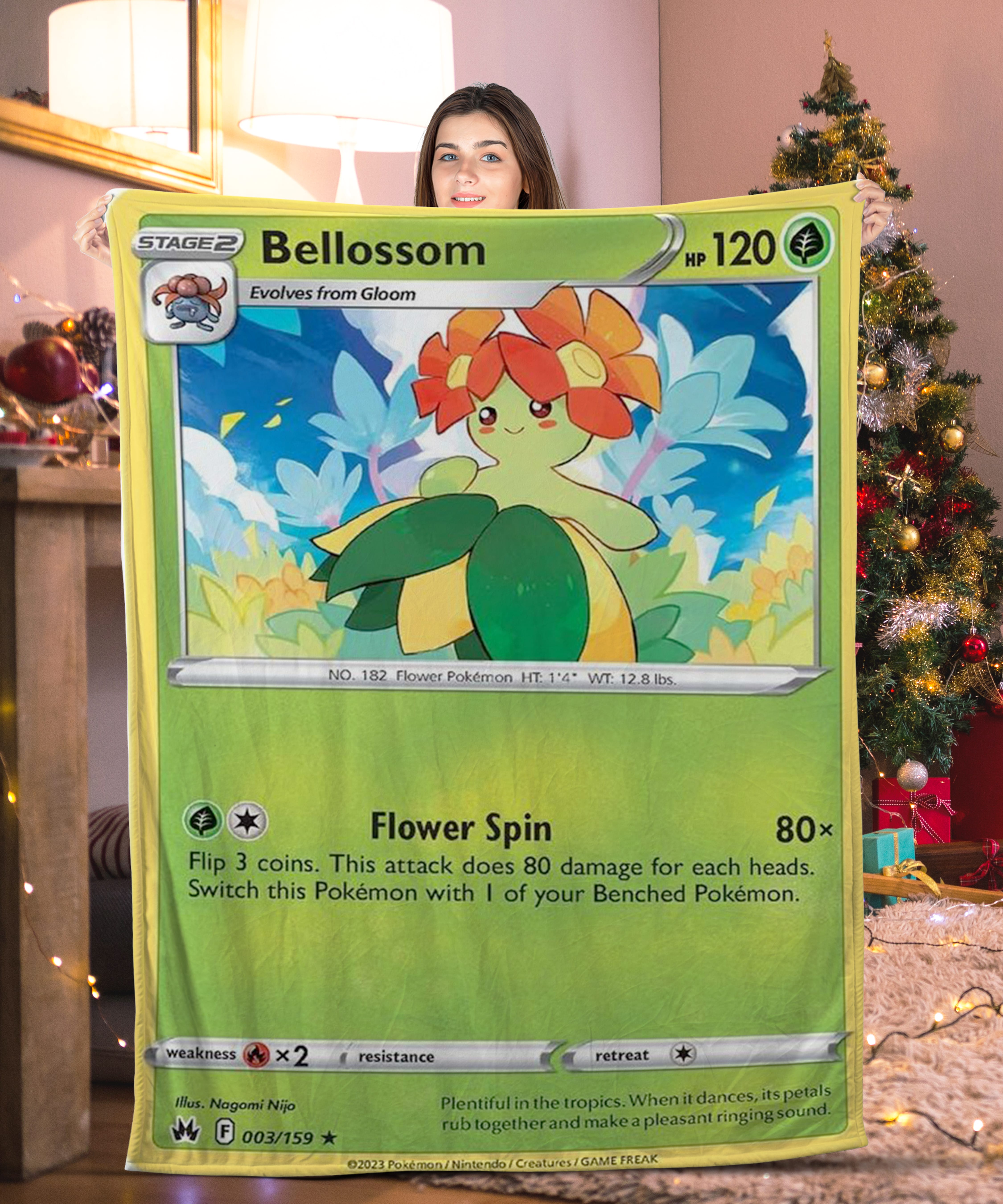 Funny Pokemon Bellossom Pokemon Card Blanket