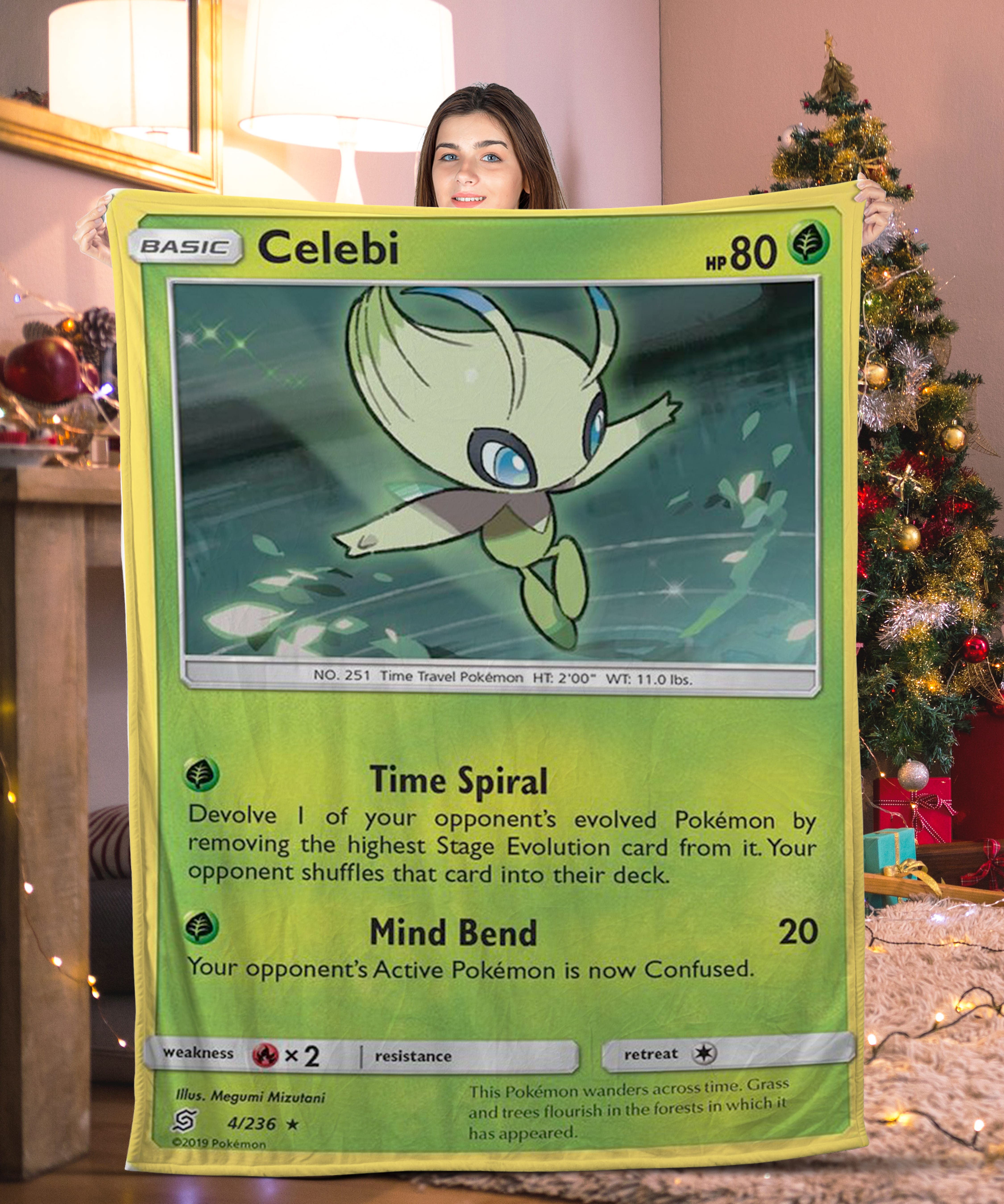 Funny Pokemon Celebi Pokemon Card Blanket