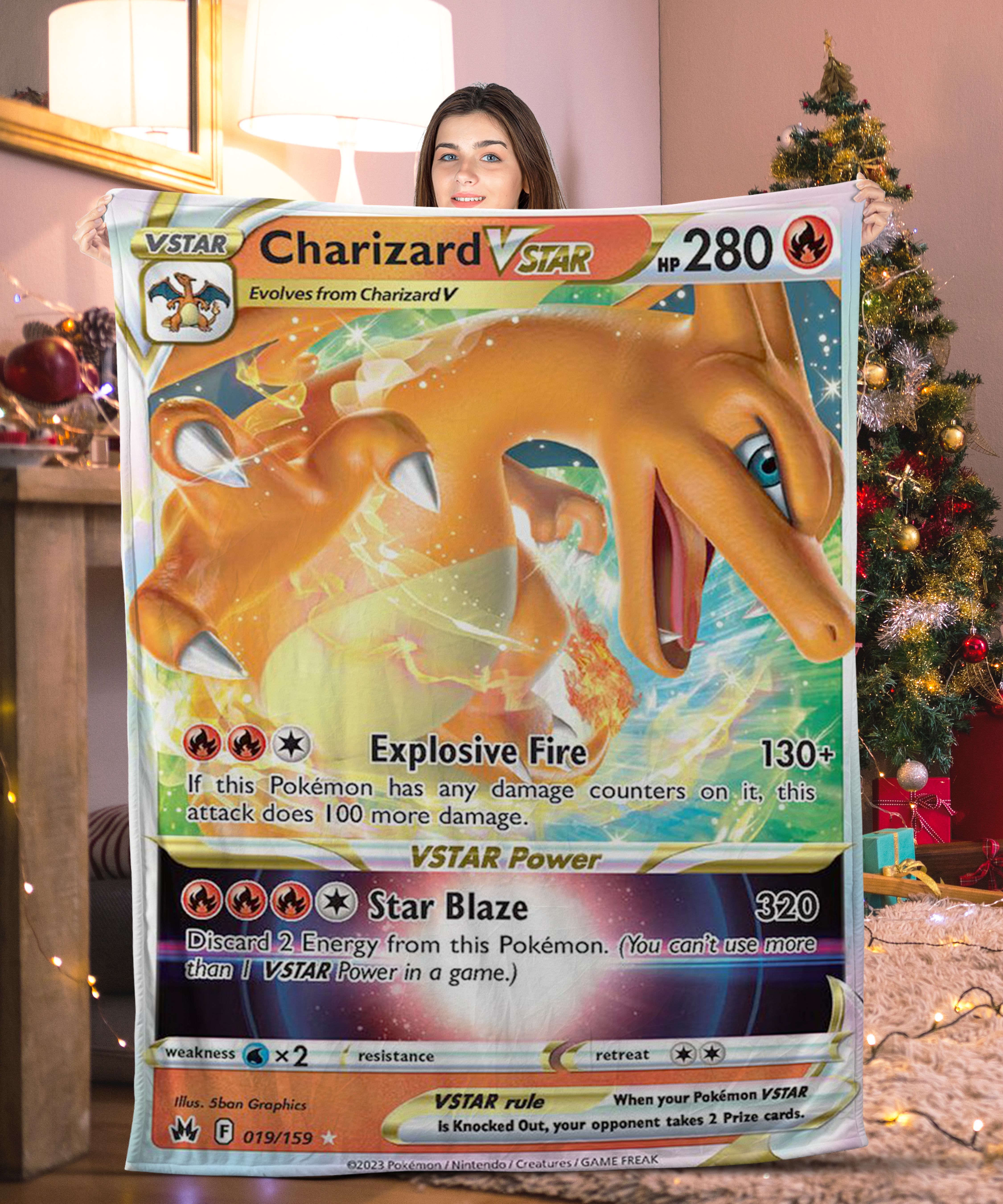 Funny Pokemon Charizard Vmax Pokemon Card Blanket