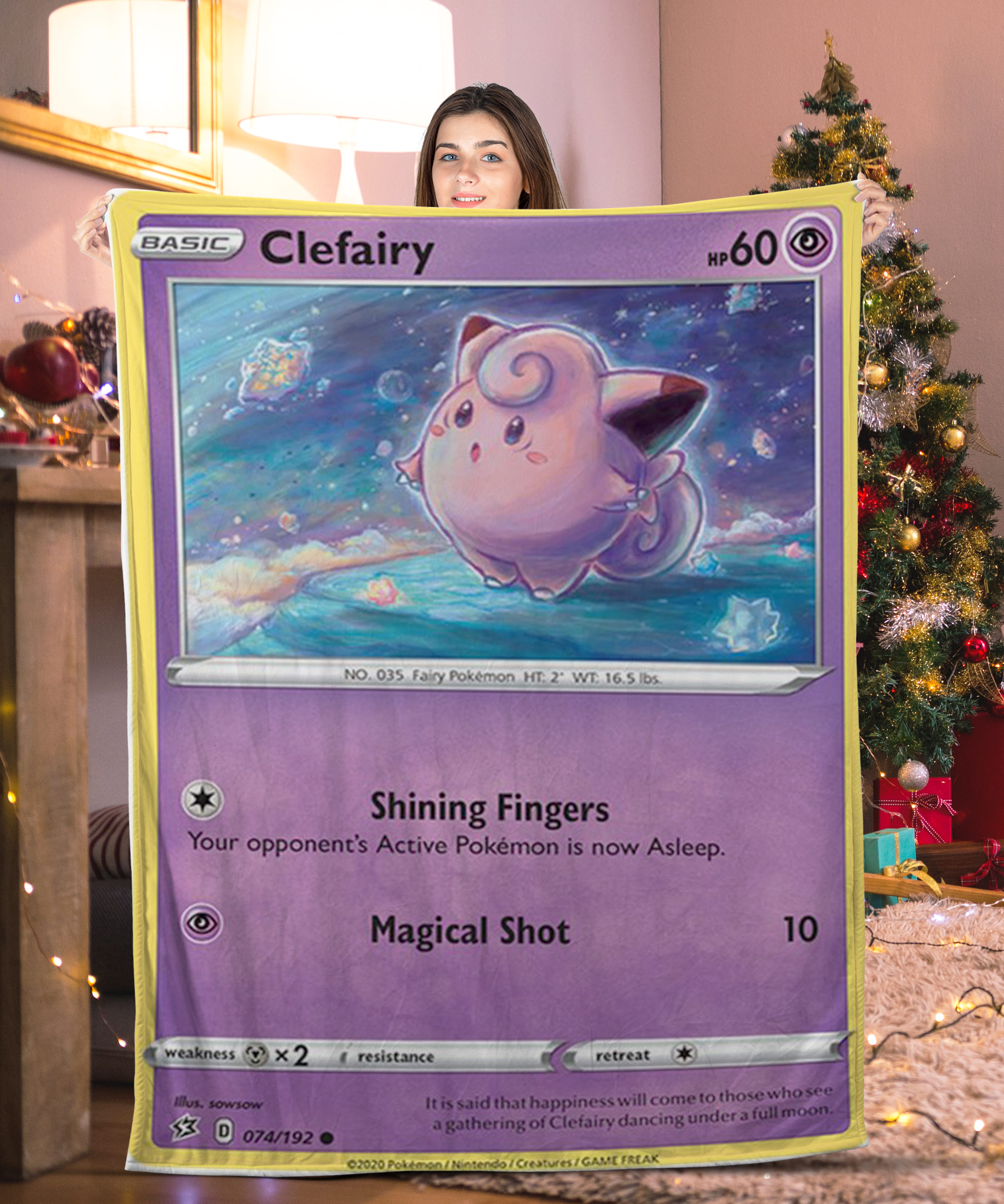 Funny Pokemon Clefairy Pokemon Card Blanket