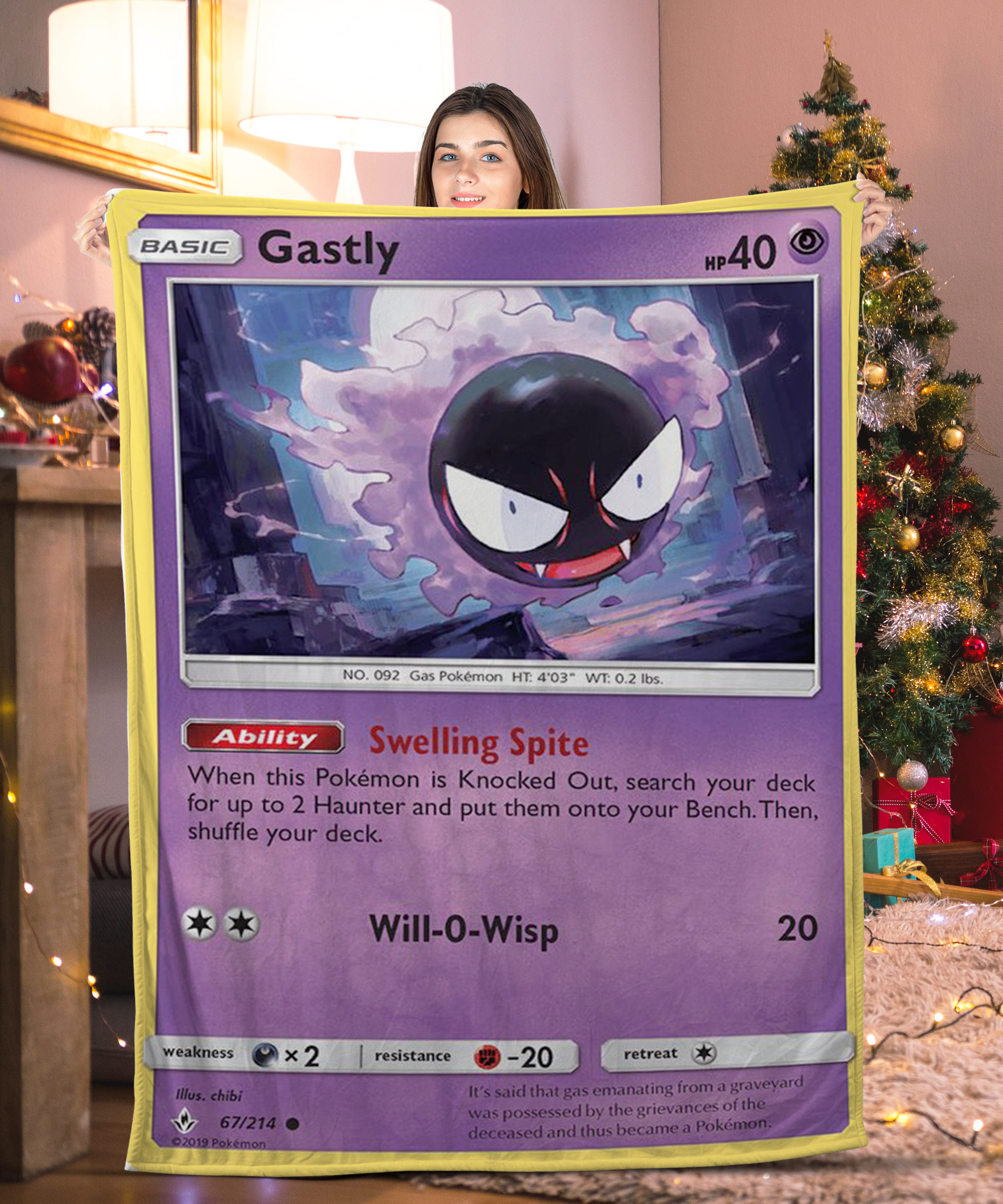 Funny Pokemon Gastly Pokemon Card Blanket