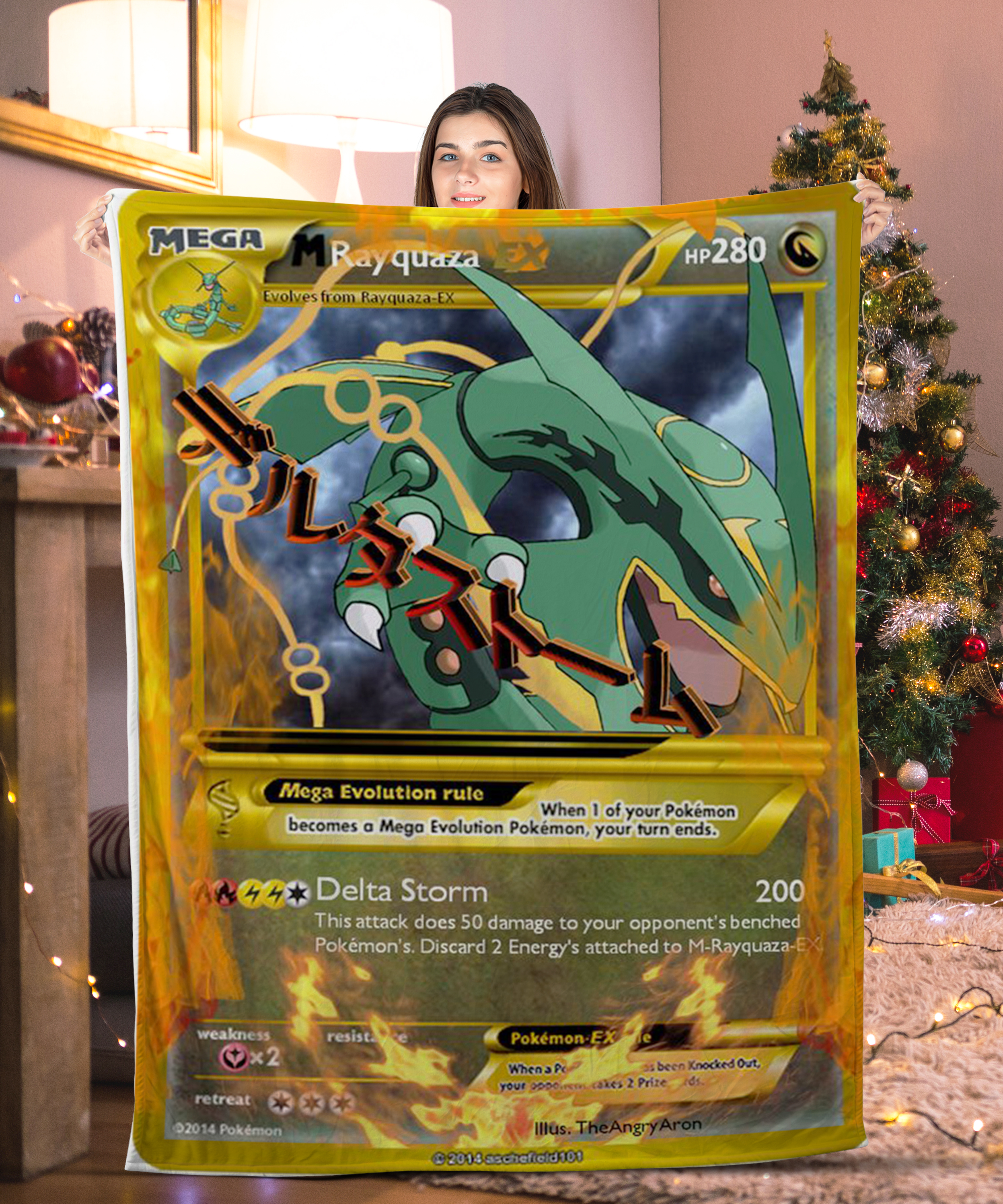 Funny Pokemon Rayquaza EX Pokemon Card Blanket