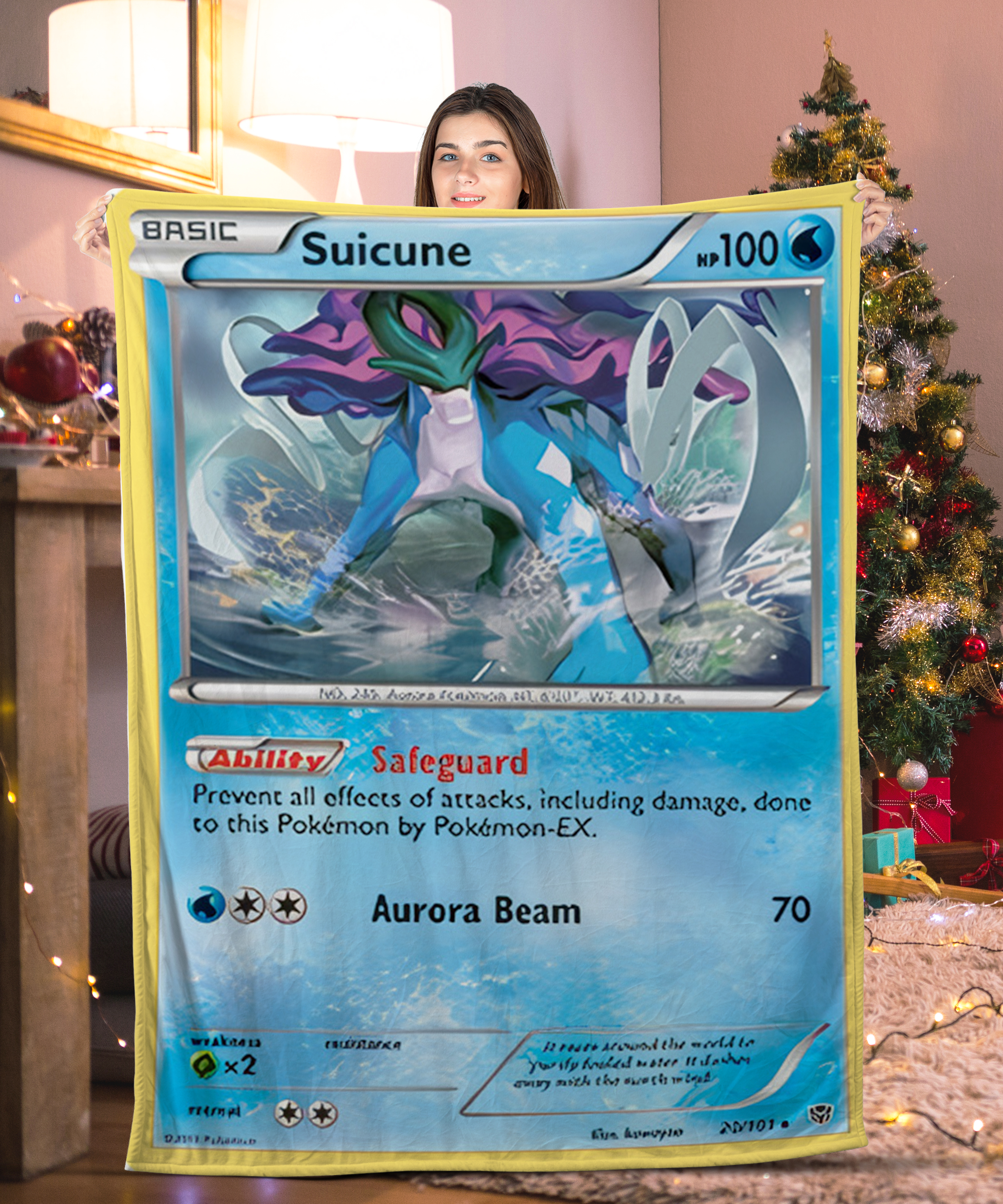 Funny Pokemon Suicune Pokemon Card Blanket