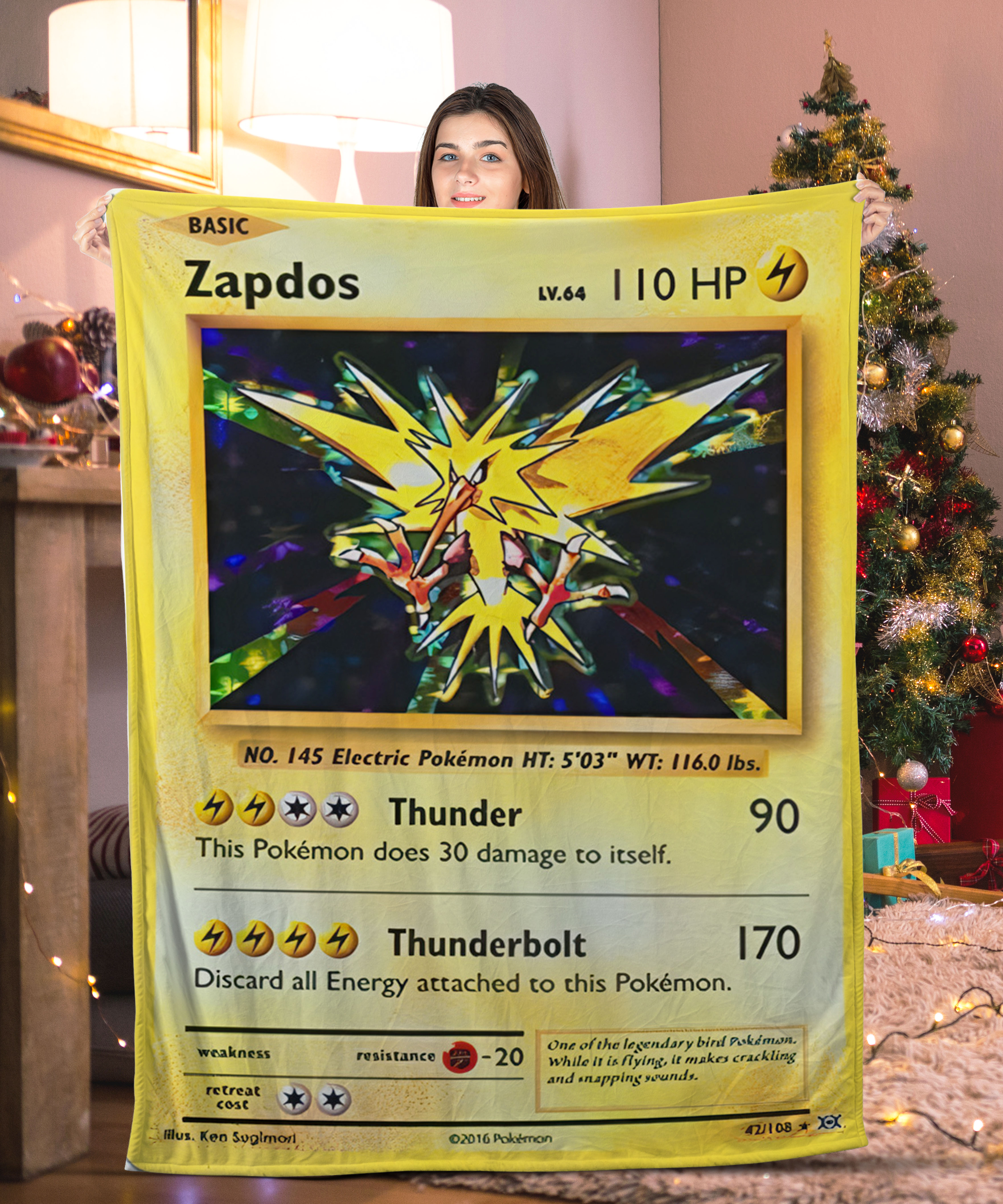 Funny Pokemon Zapdos Pokemon Card Blanket