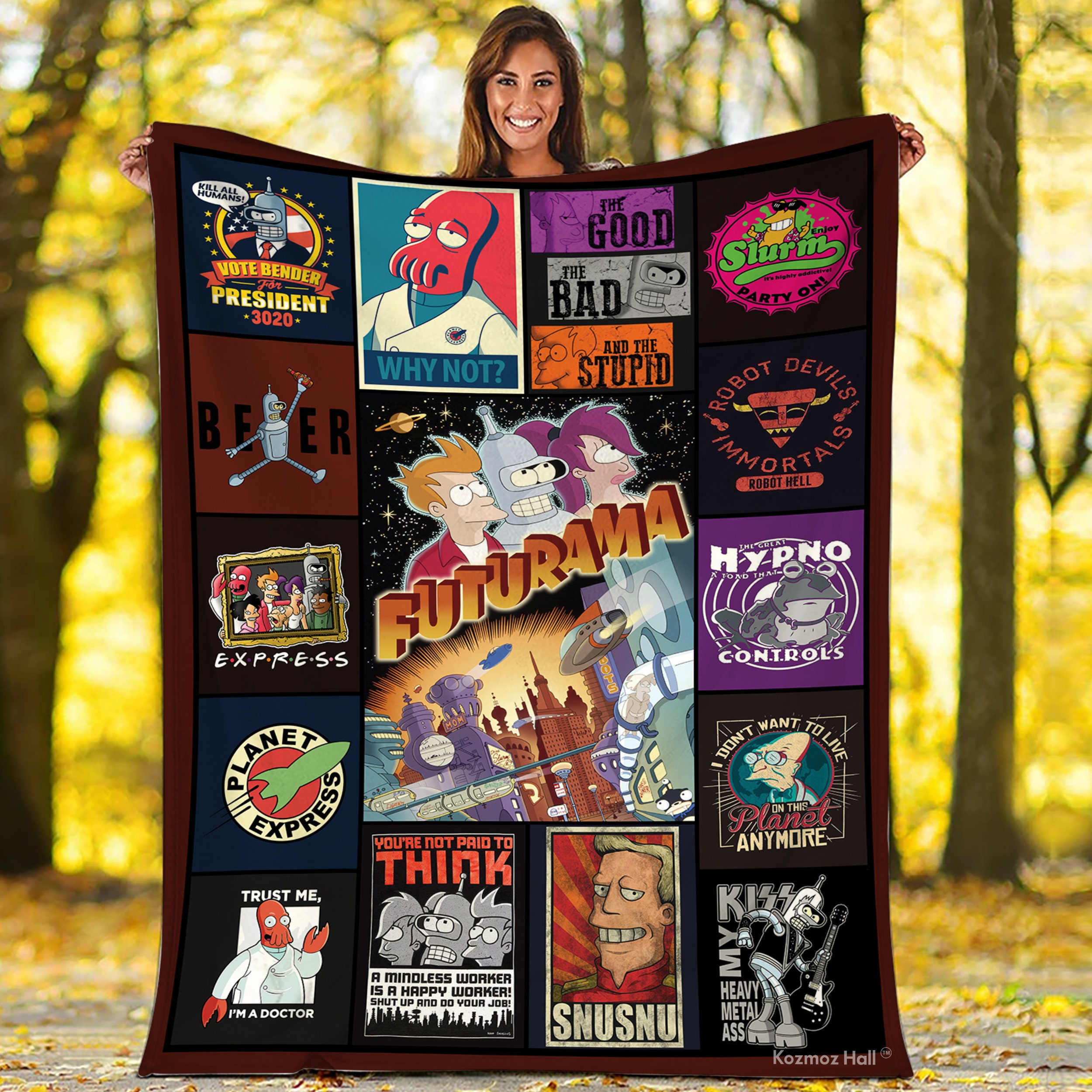 Futurama Leela Bender Philip J. Fry Quilt Blanket