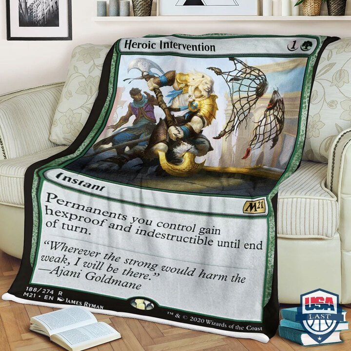 Game Magic The Gathering Heroic Intervention Quilt Blanket