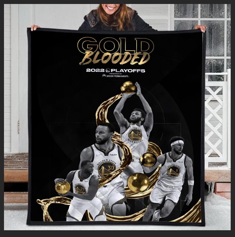 Golden State Warriors 2024 NBA Playoffs Gold Blooded Mantra Blanket