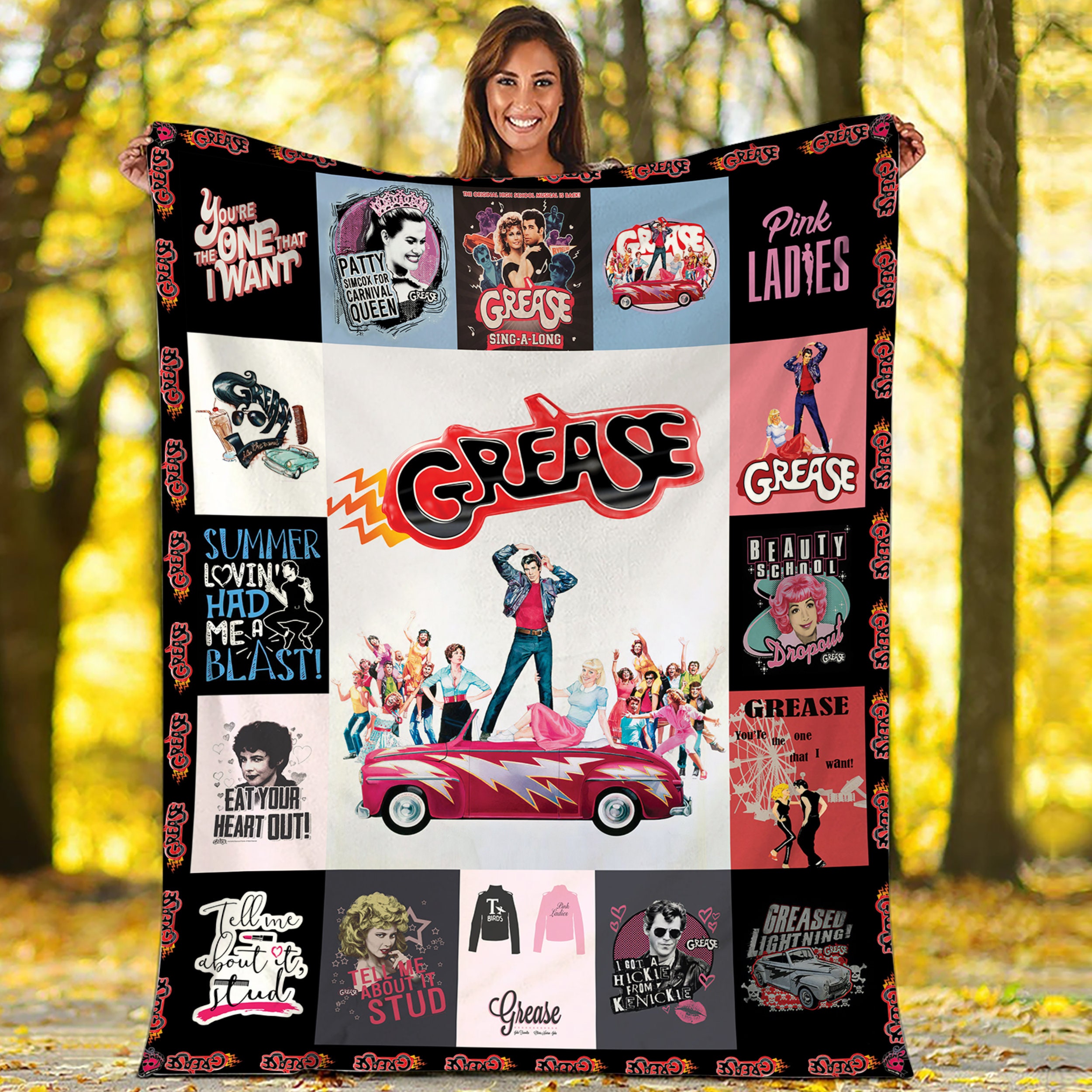 Grease Danny Zuko Sandy Olsson Quilt Blanket