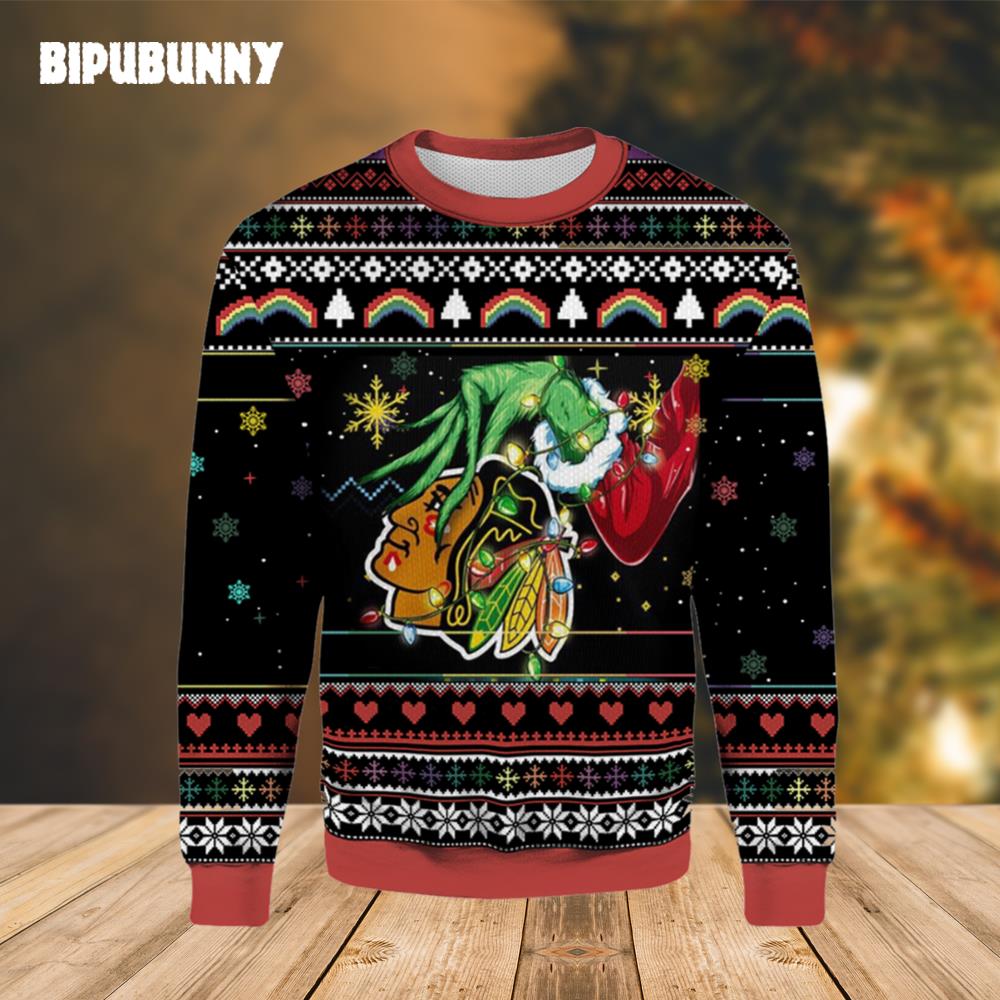 Grinch Gift Chicago Blackhawks Christmas Ugly Sweater