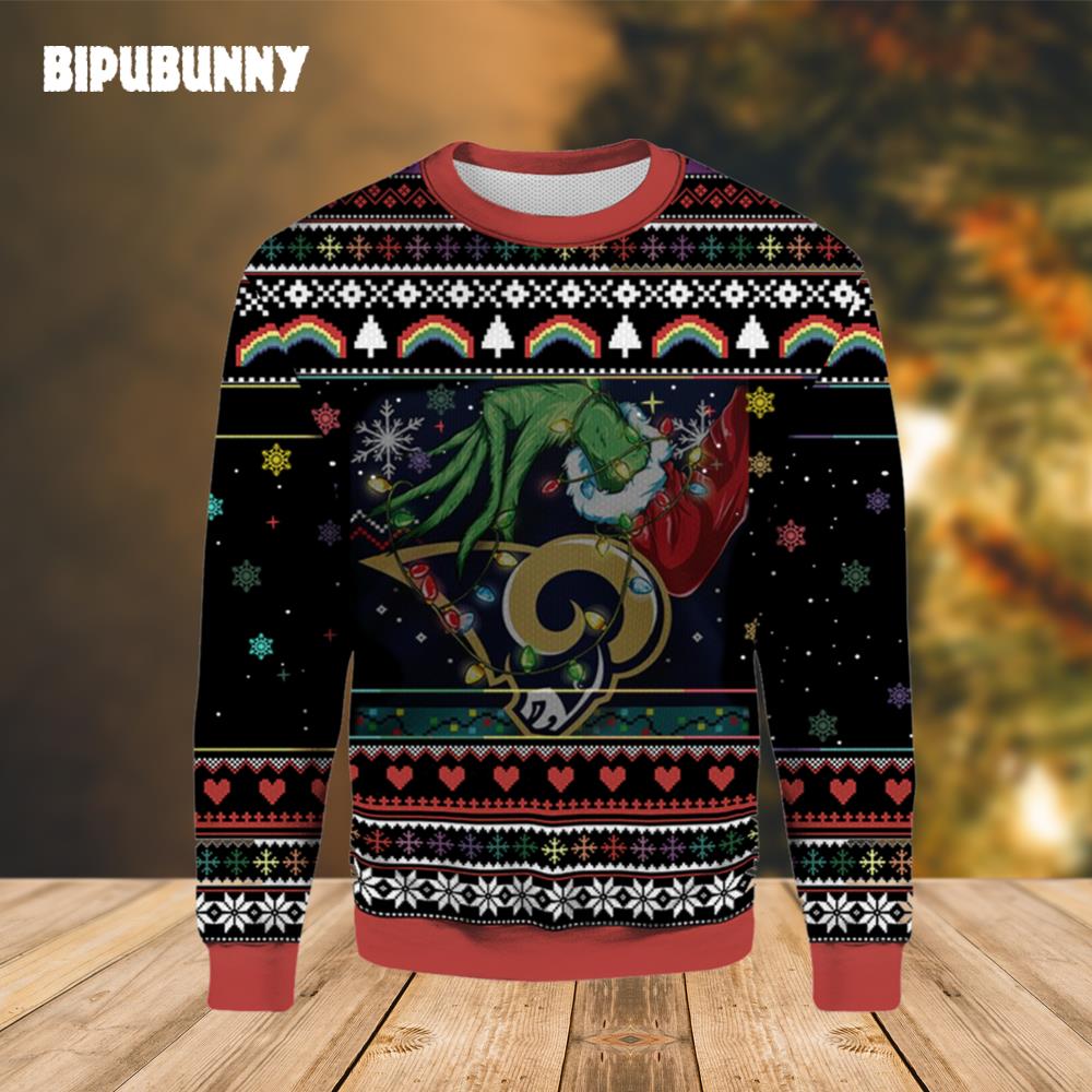 Grinch Light Up Los Angeles Rams Ugly Christmas Sweater