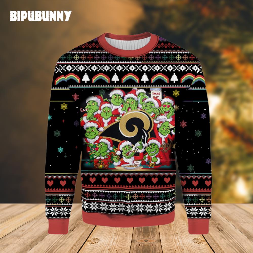 Grinch Team Xmas Day LA Rams Ugly Christmas Sweater