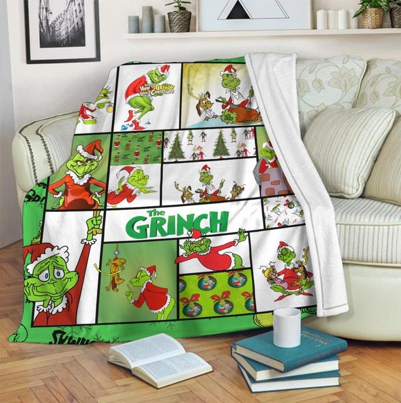 Grinch Throw Christmas Blanket 2024