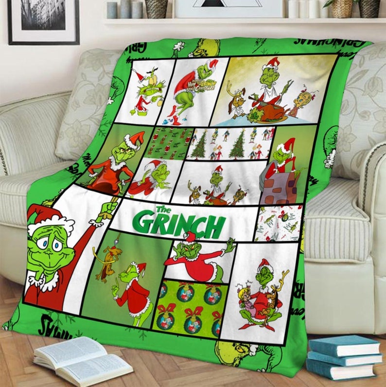 Grinch Throw Christmas Blanket 2024