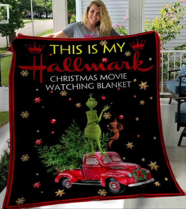 Hallmark Christmas Movies Watching Grinch Fleece Blanket