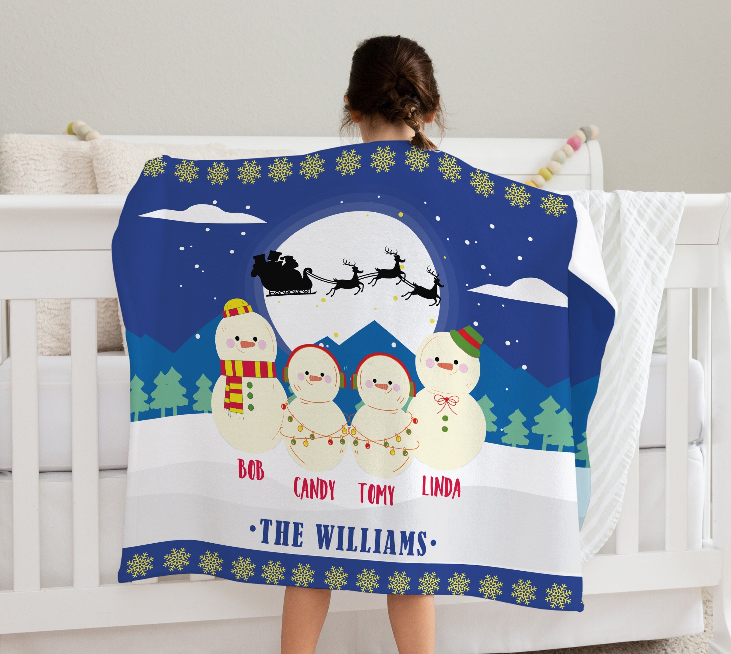 Happy Holidays Custom Christmas Snowman Throw Blanket