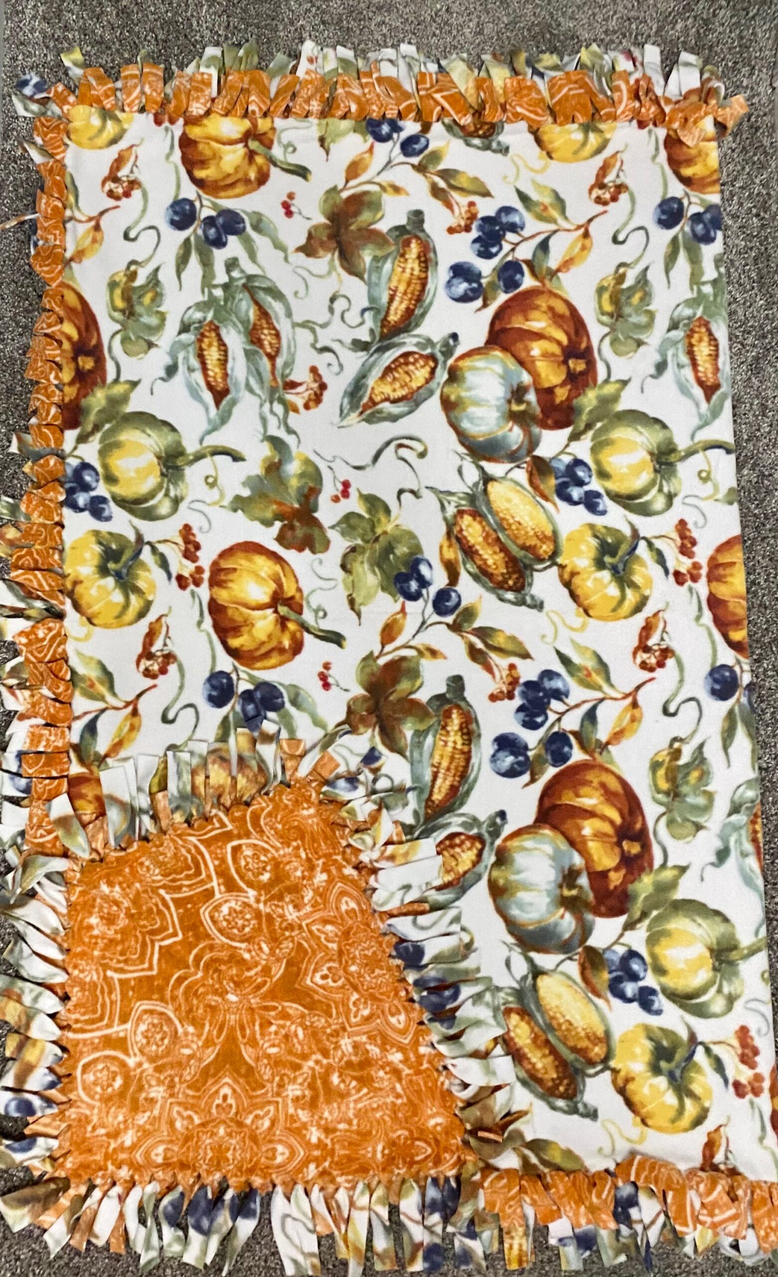 Harvest Pumpkin Fall No Sew Thanksgiving Blanket