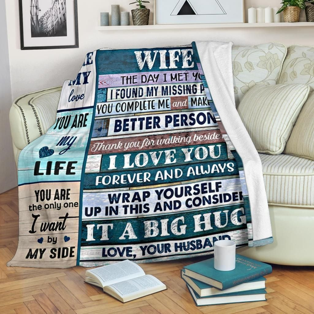 Husband Gift For Wife Nautical Sea Wooden Sign Blanket