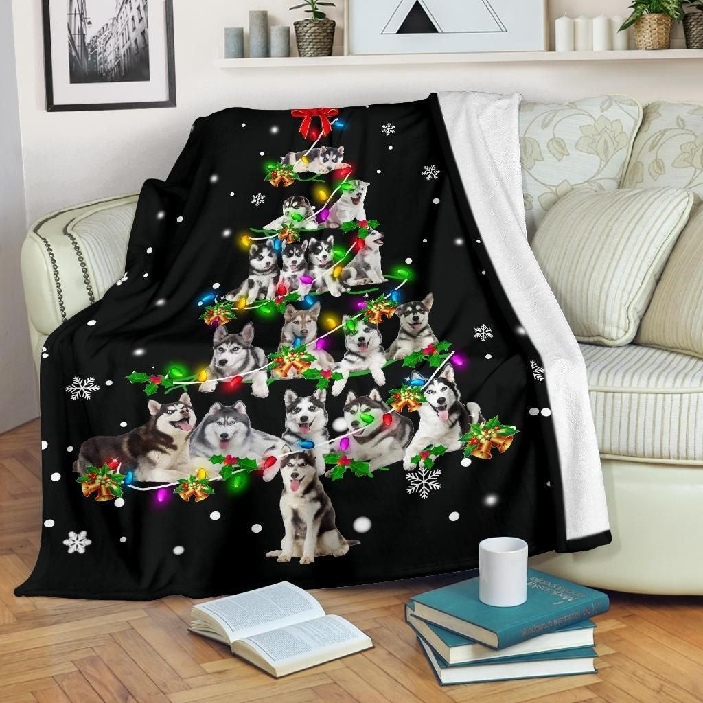 Husky Christmas Tree Christmas Decoration Blanket